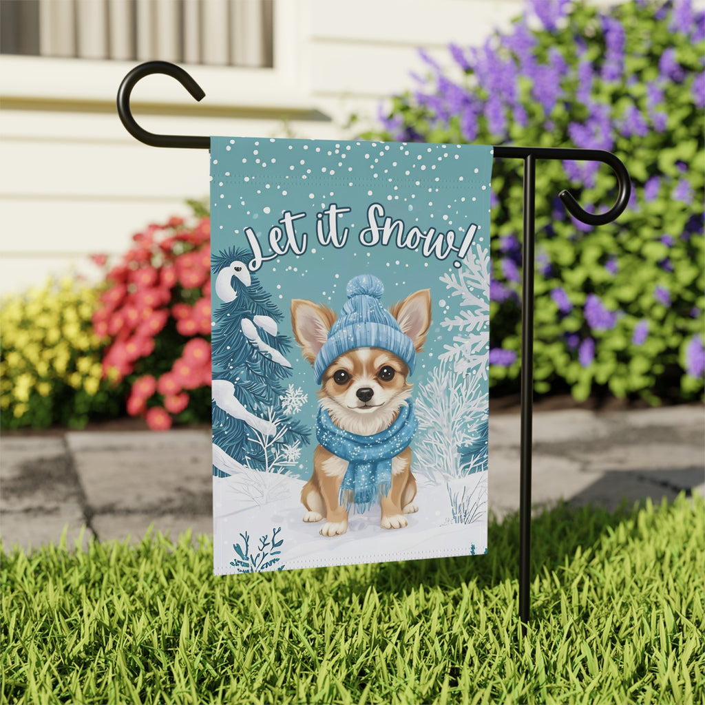 Let It Snow Chihuahua Garden Flag - outdoor display - Dragonfire Gardens