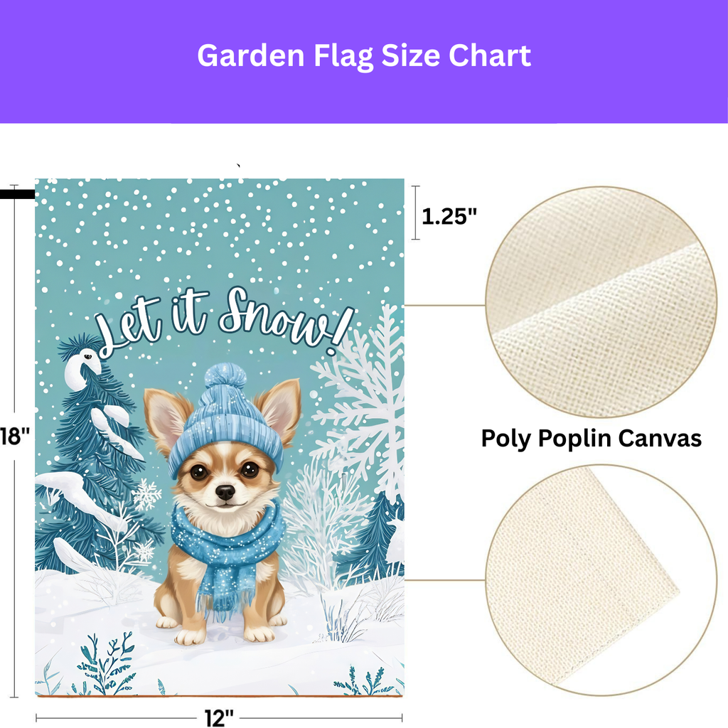 Let It Snow Chihuahua Garden Flag - porch decor - Dragonfire Gardens