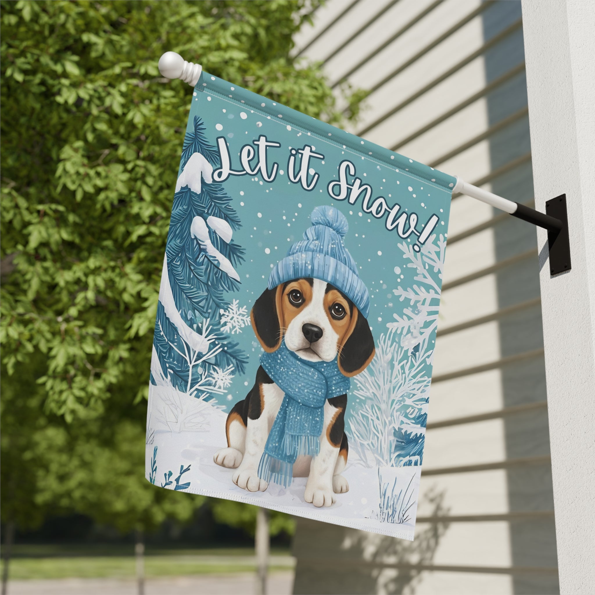 Let It Snow Beagle Garden Flag