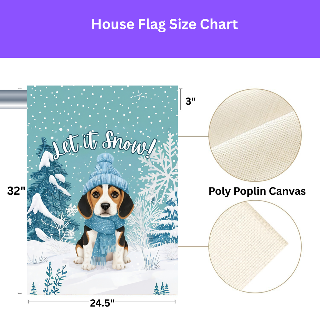 Let It Snow Beagle Garden Flag - yard display - Dragonfire Gardens