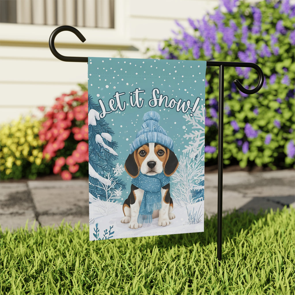 Let It Snow Beagle Garden Flag - outdoor display - Dragonfire Gardens