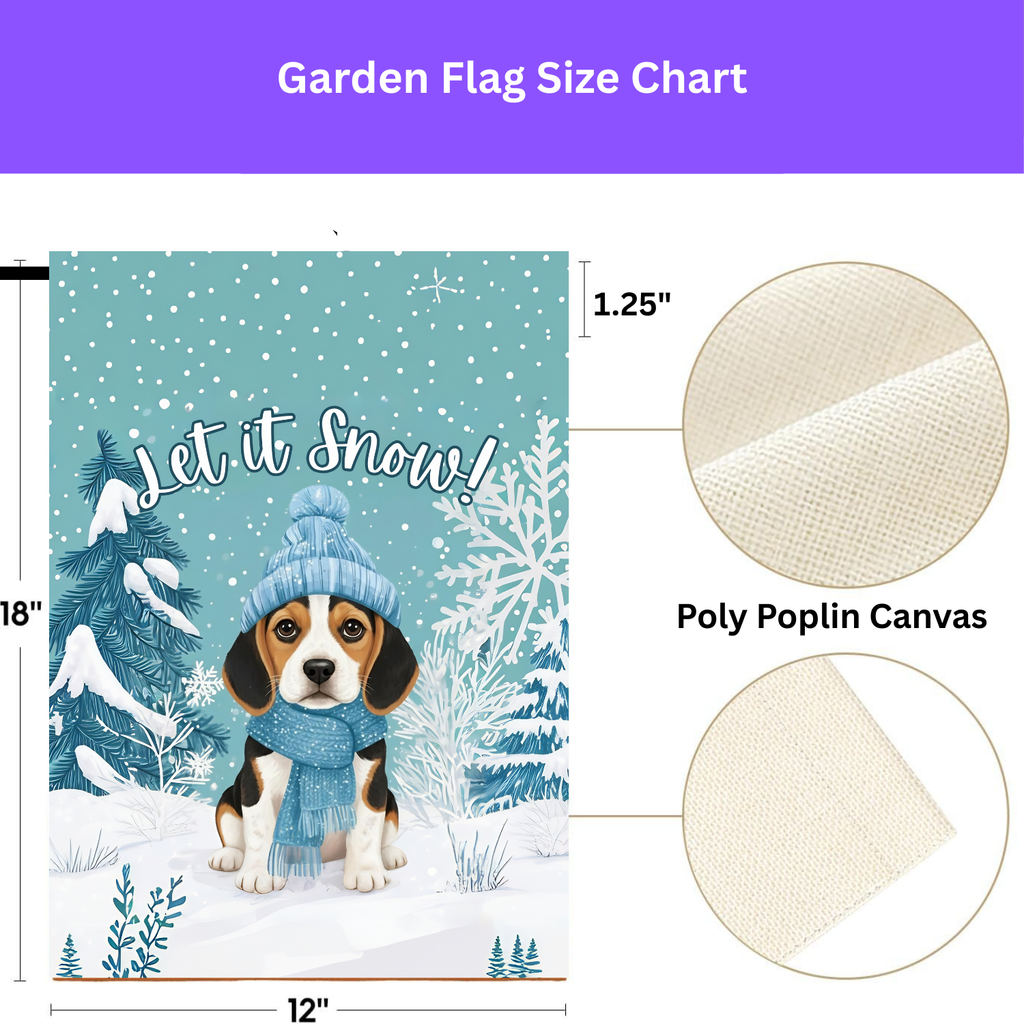 Let It Snow Beagle Garden Flag - porch decor - Dragonfire Gardens