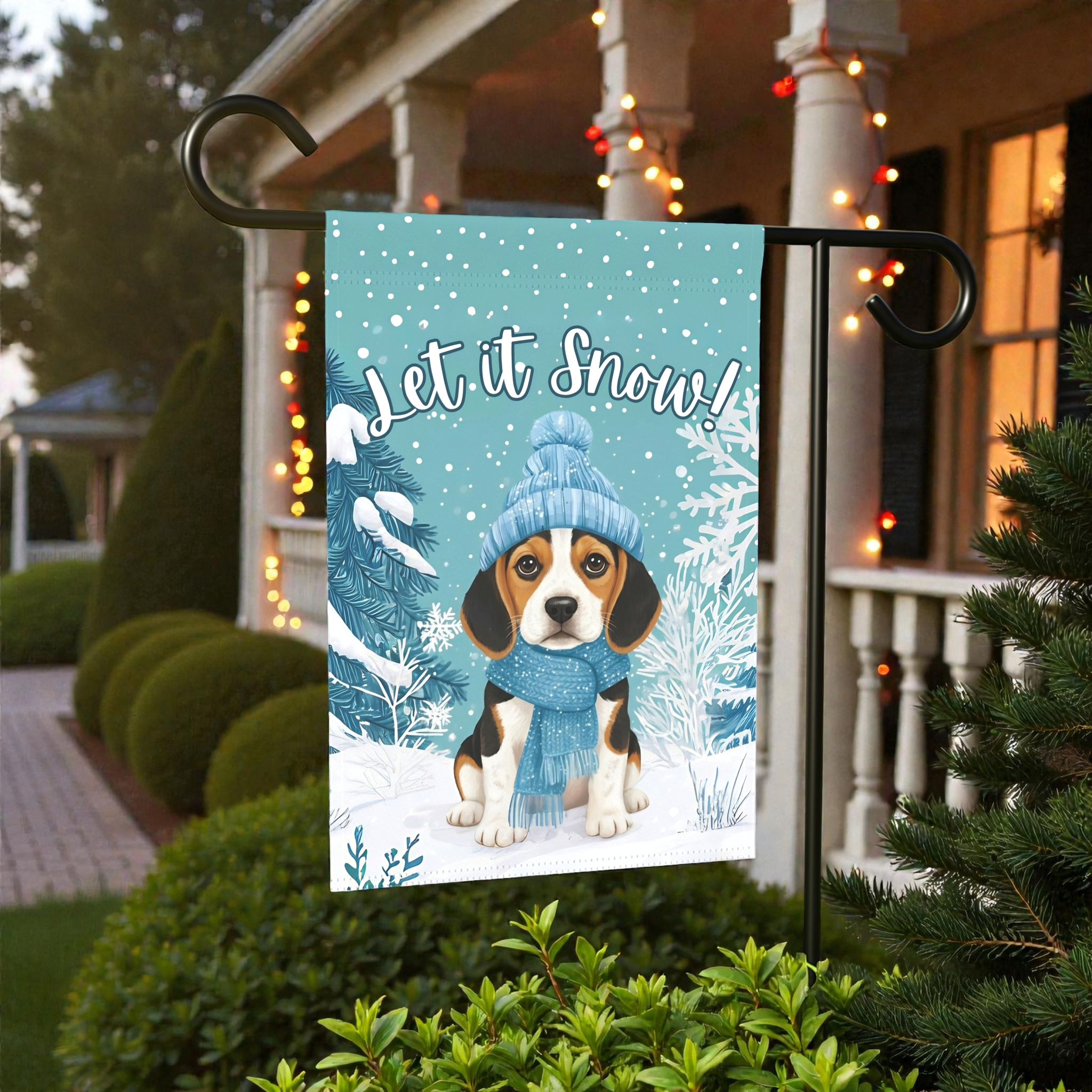 Let It Snow Beagle Garden Flag - product detail - Dragonfire Gardens