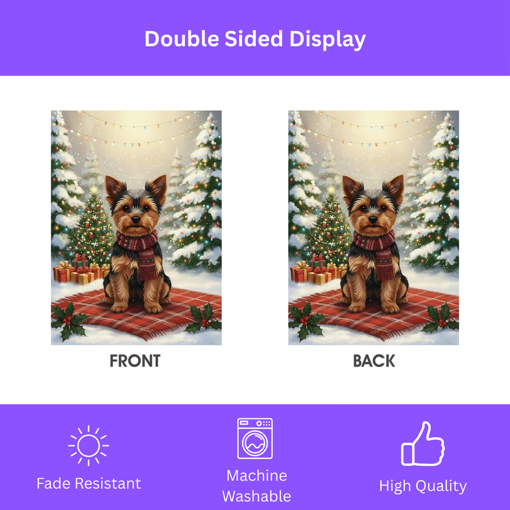 Christmas Tree and Presents Yorkshire Terrier Garden Flag