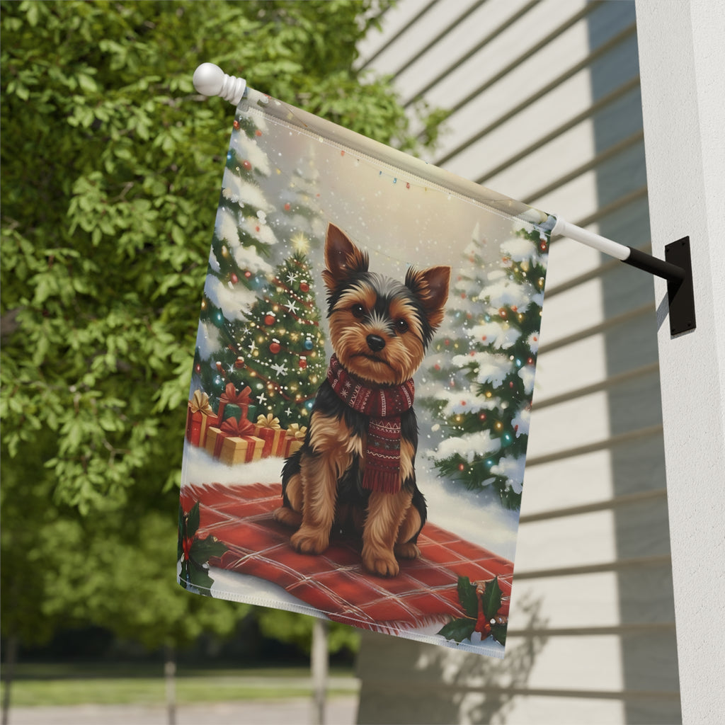 Christmas Tree and Presents Yorkshire Terrier Garden Flag