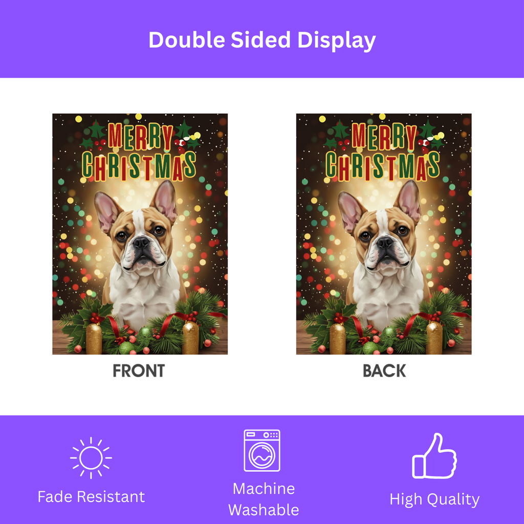 Merry Christmas in Lights French Bulldog Garden Flag - yard display - Dragonfire Gardens