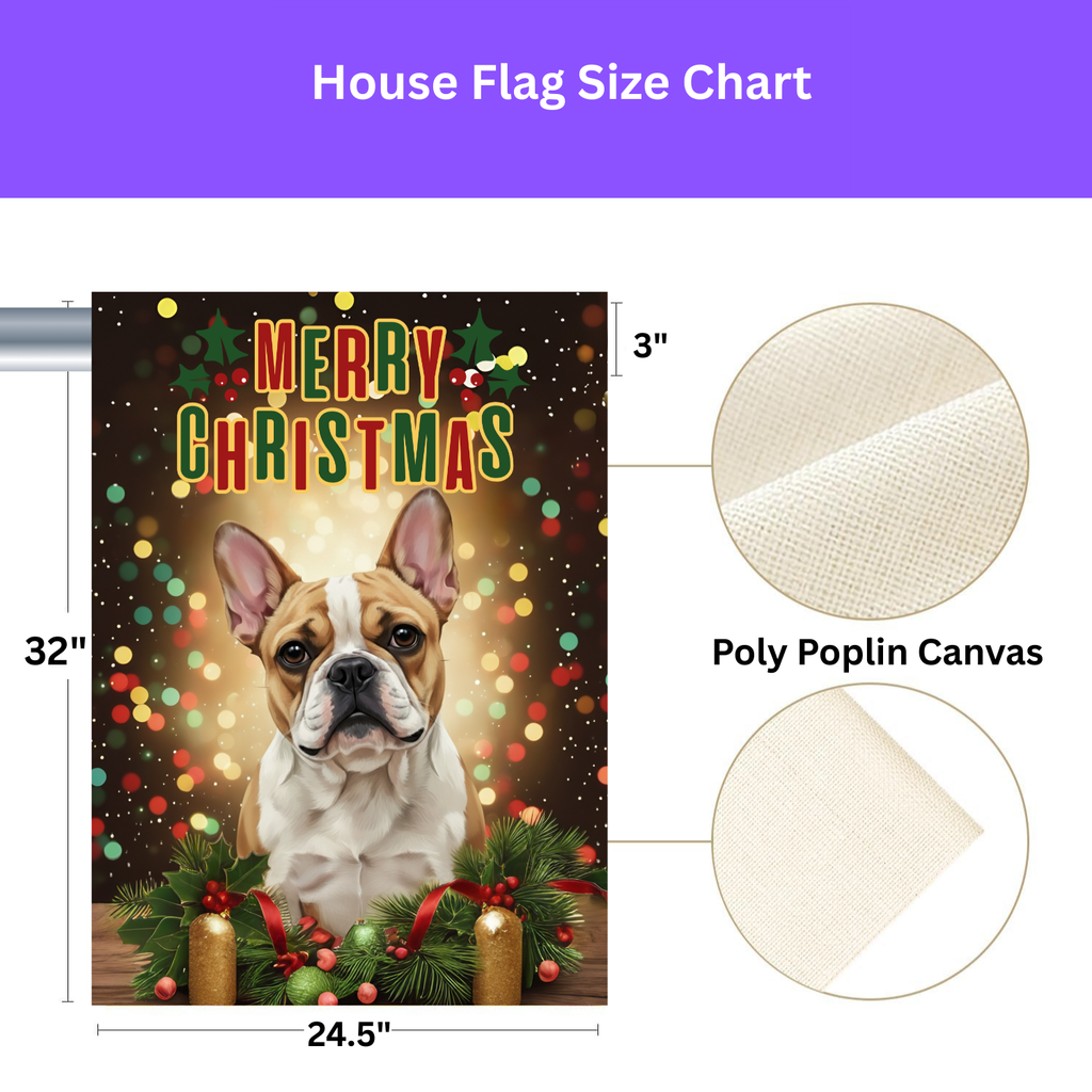 Merry Christmas in Lights French Bulldog Garden Flag - porch decor - Dragonfire Gardens