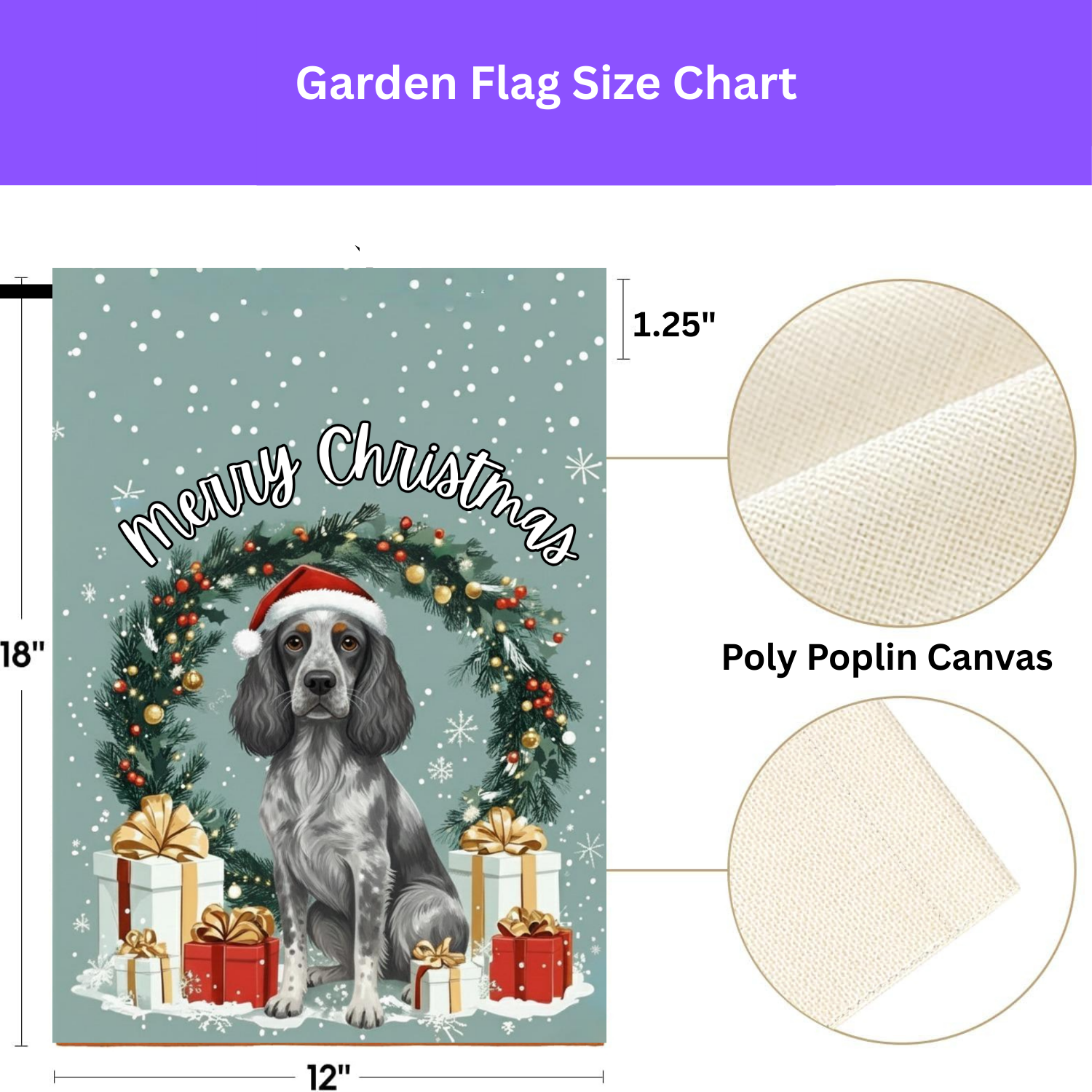 Merry Christmas Blue Picardy Spaniel Garden Flag - porch decor - Dragonfire Gardens