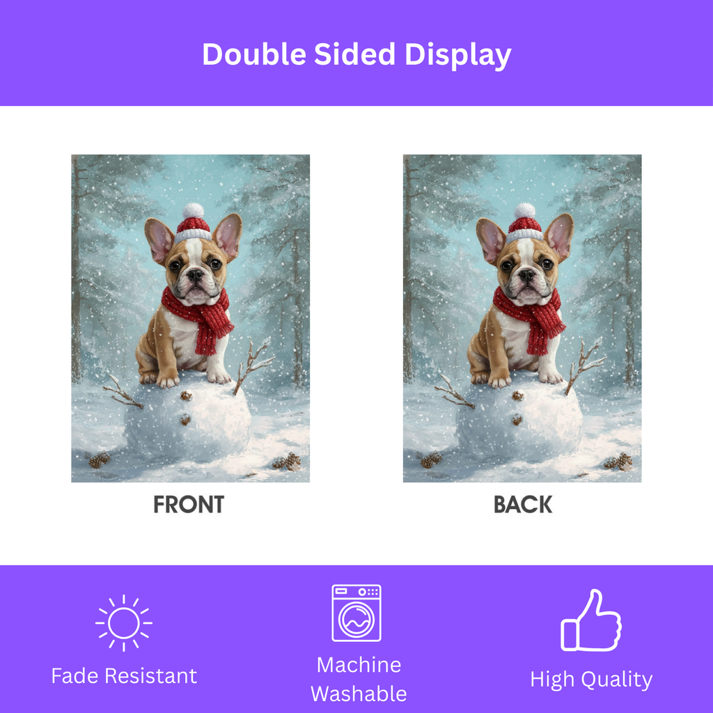 Making a Snowman French Bulldog Garden Flag - yard display - Dragonfire Gardens