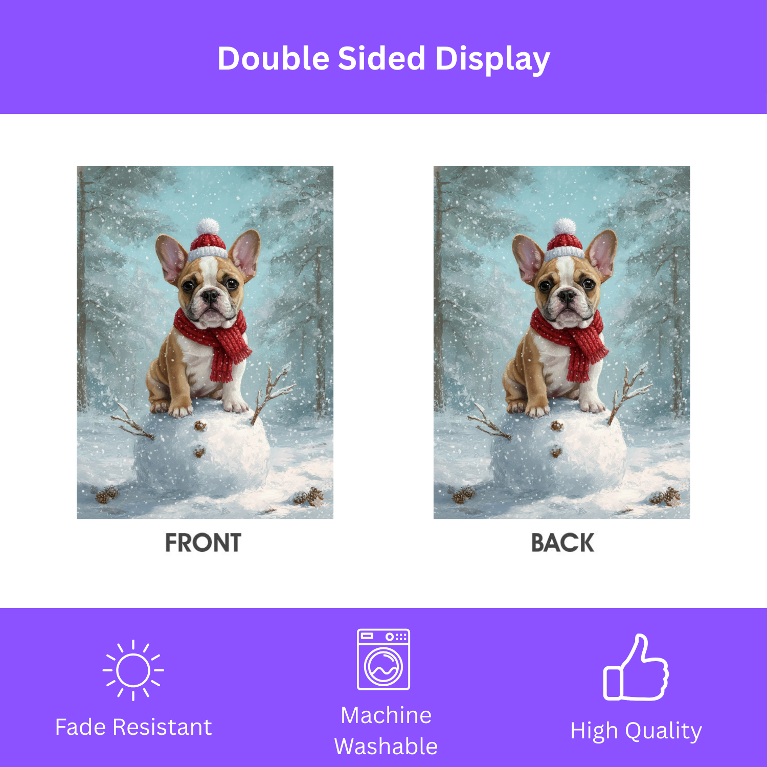 Making a Snowman French Bulldog Garden Flag - yard display - Dragonfire Gardens