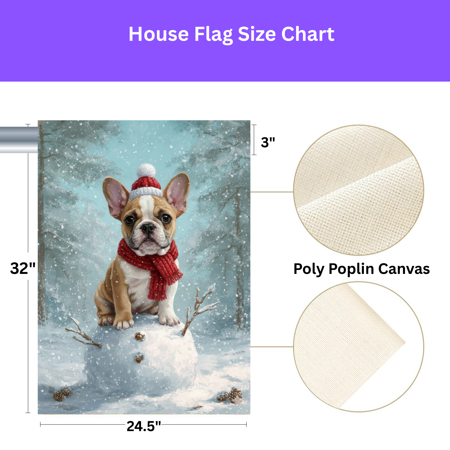 Making a Snowman French Bulldog Garden Flag - porch decor - Dragonfire Gardens