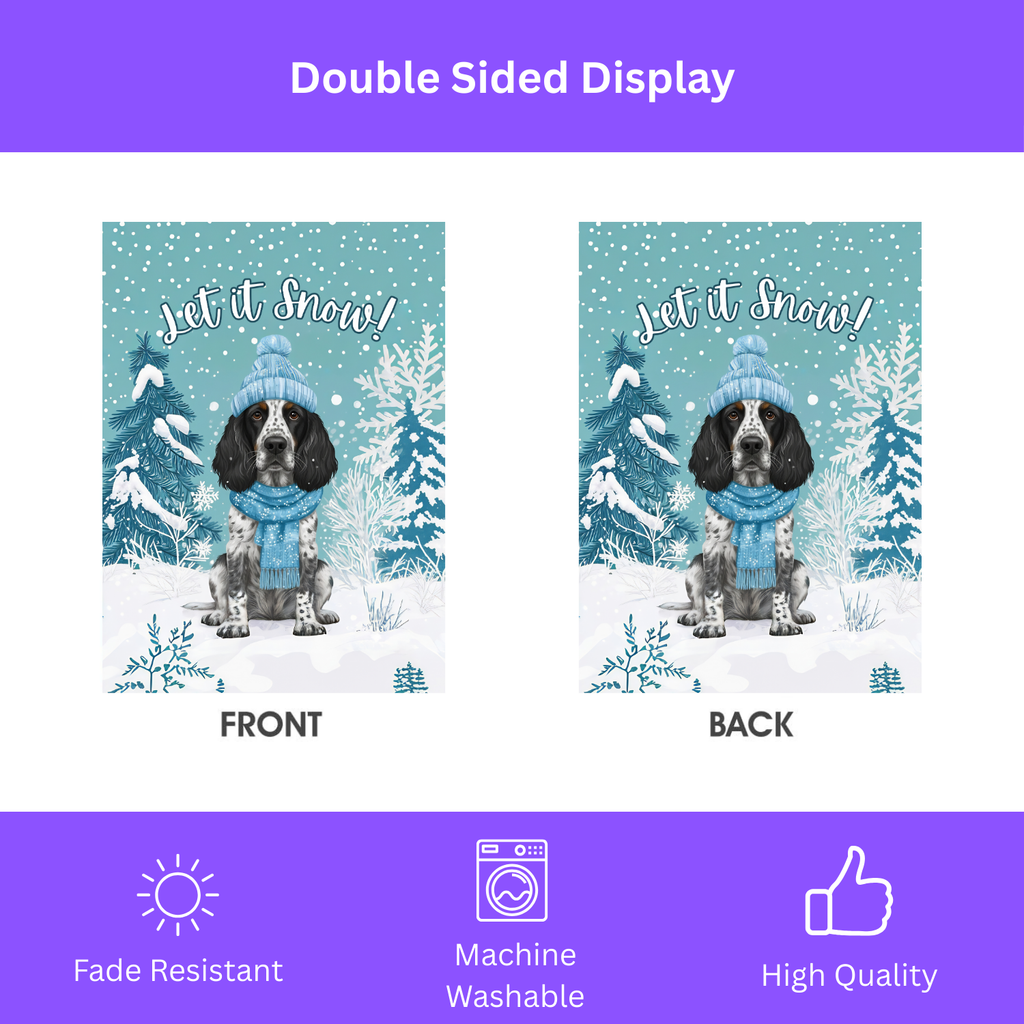 Let It Snow Blue Picardy Spaniel Garden Flag - yard display - Dragonfire Gardens