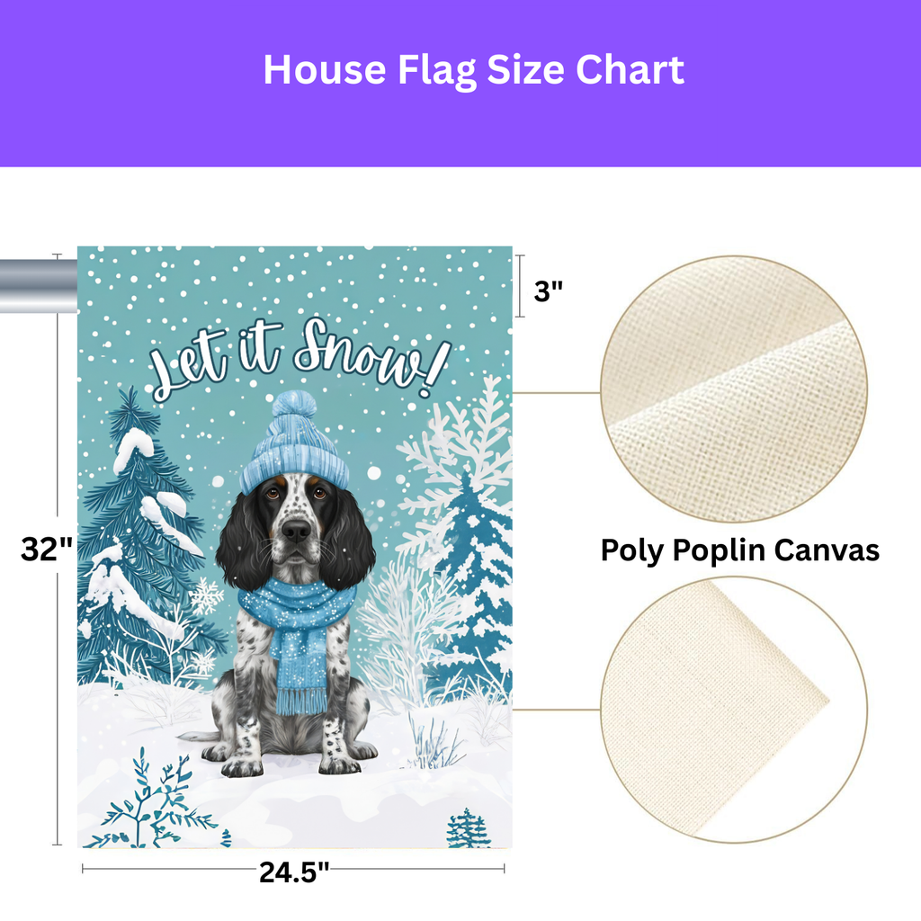 Let It Snow Blue Picardy Spaniel Garden Flag - porch decor - Dragonfire Gardens