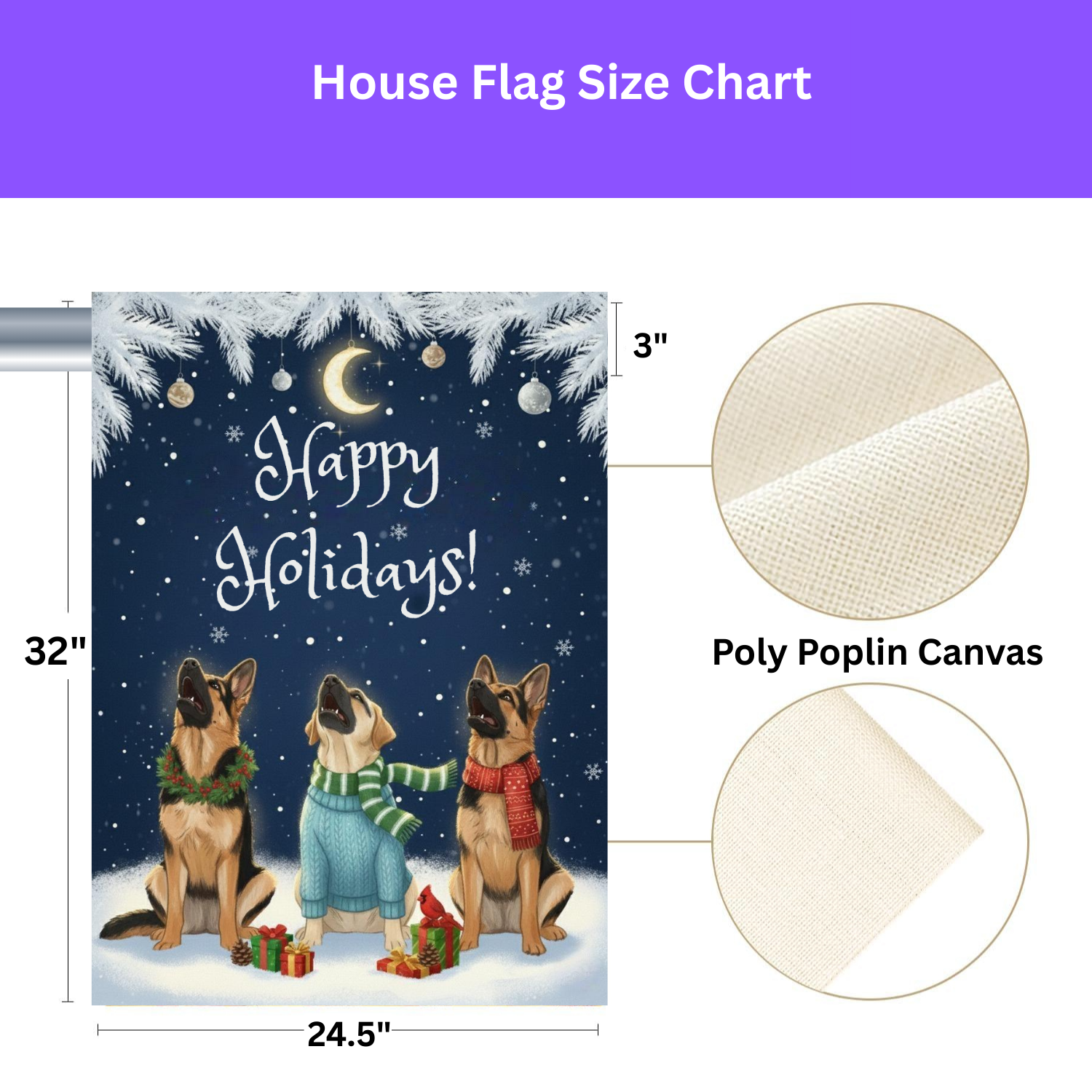 Happy Holidays German Shepherds Garden Flag - yard display - Dragonfire Gardens