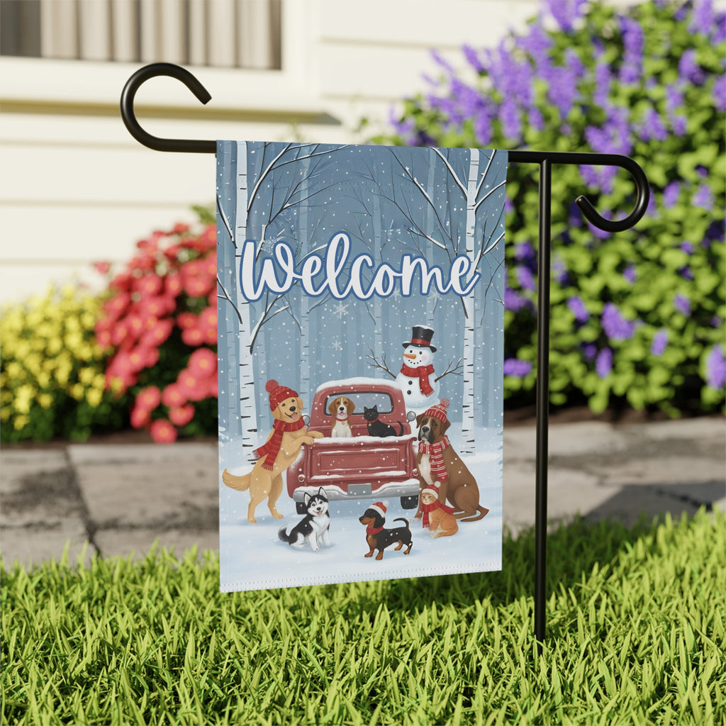 Pet Winter Welcome Garden Flag
