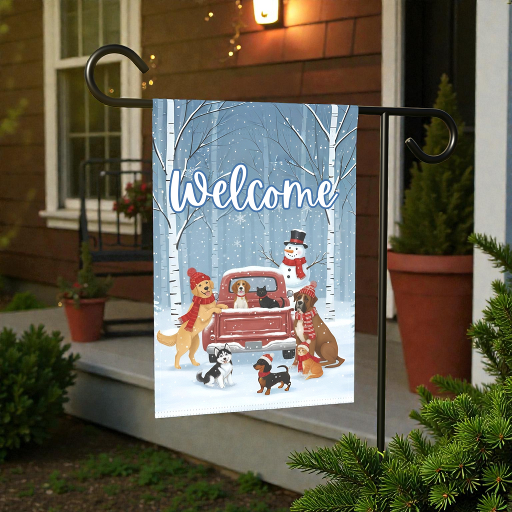 Pet Winter Welcome Garden Flag