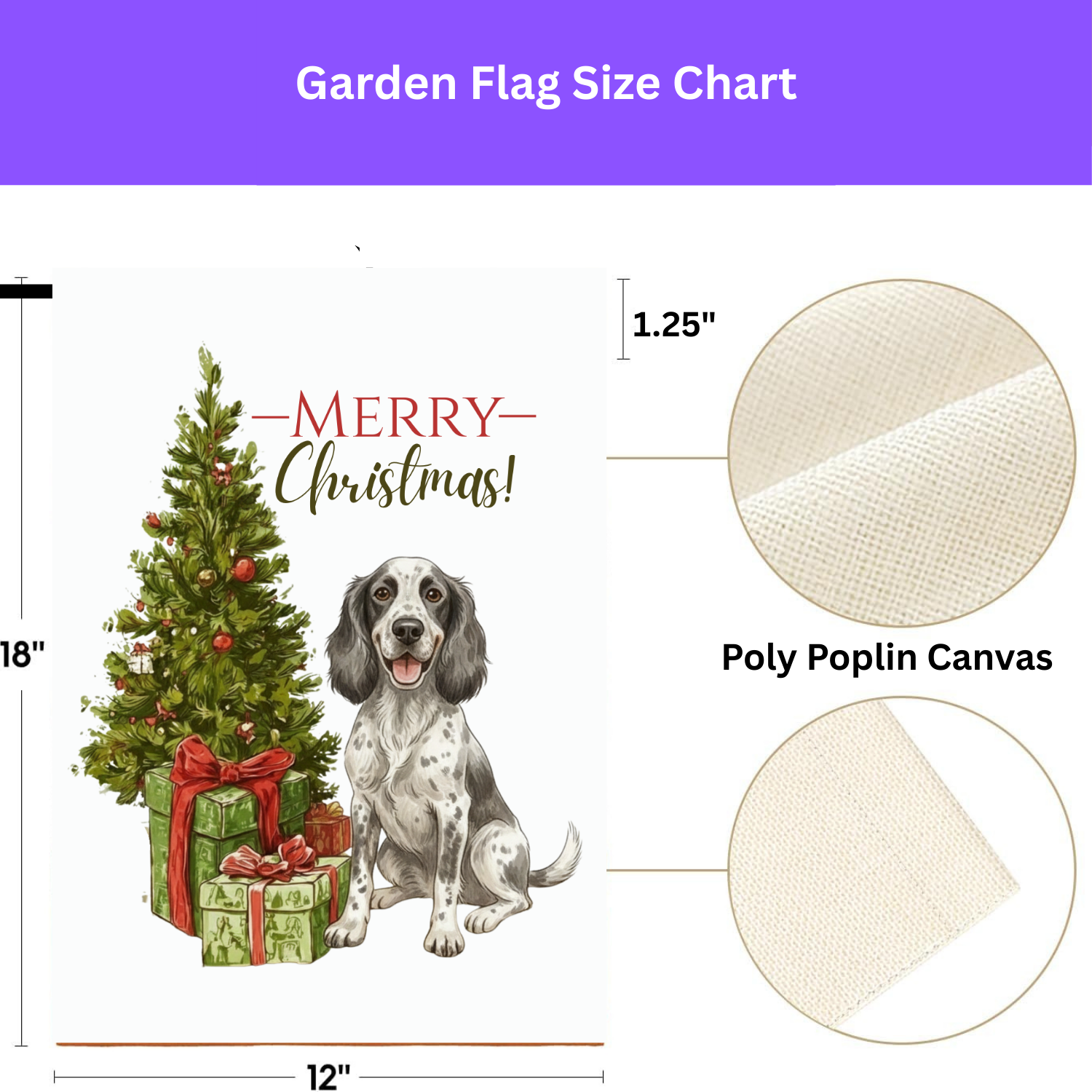 Blue Picardy Spaniel and Present Christmas Garden Flag - porch decor - Dragonfire Gardens