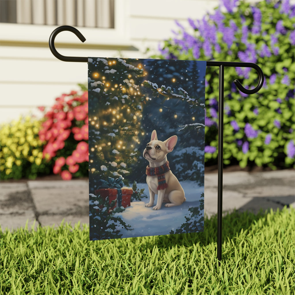 Standing by the Christmas Tree French Bulldog Garden Flag