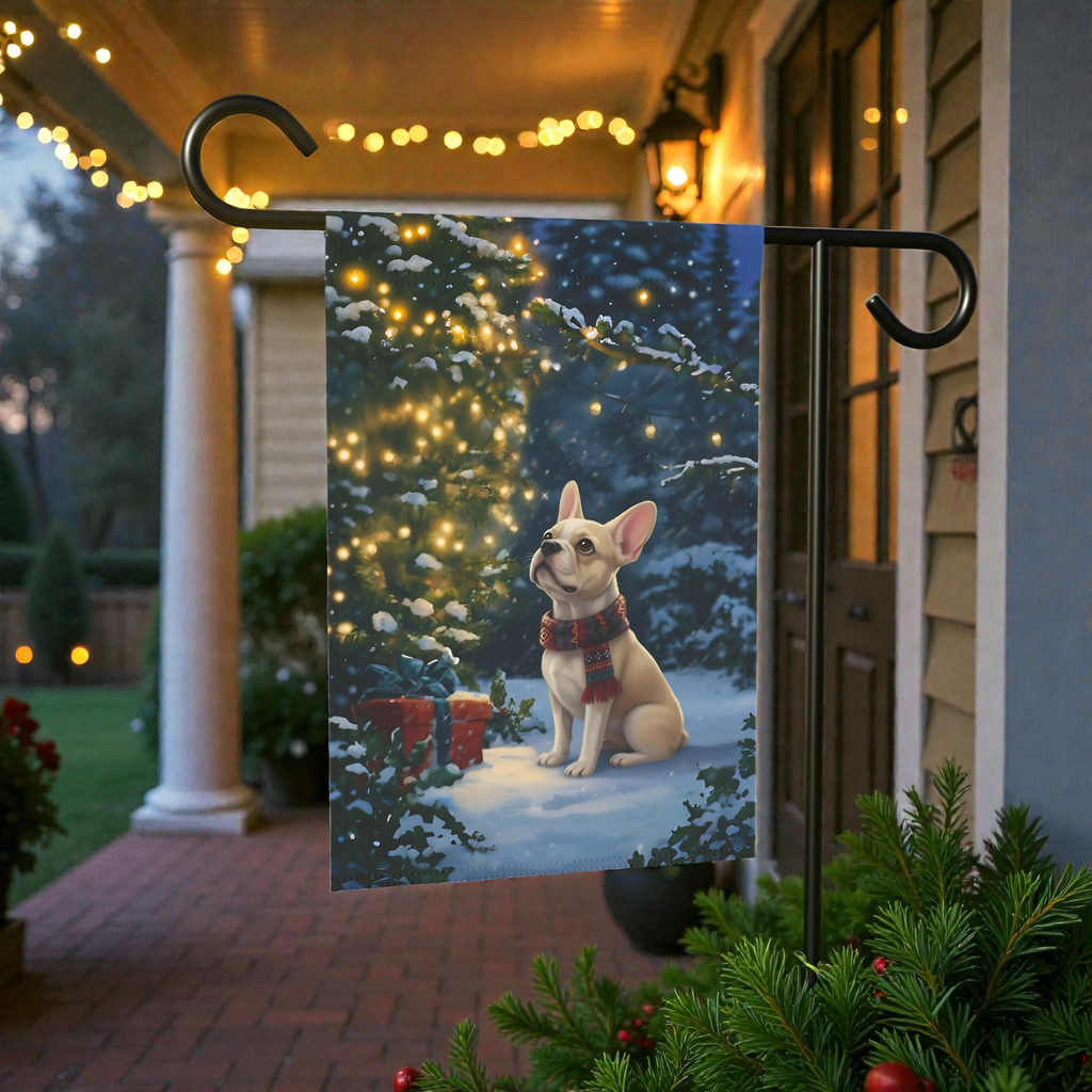 Standing by the Christmas Tree French Bulldog Garden Flag