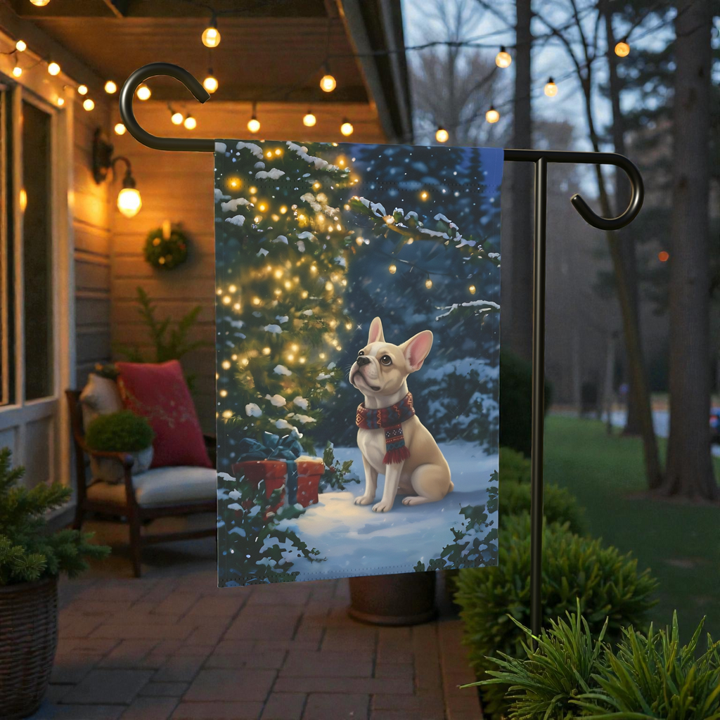 Standing by the Christmas Tree French Bulldog Garden Flag