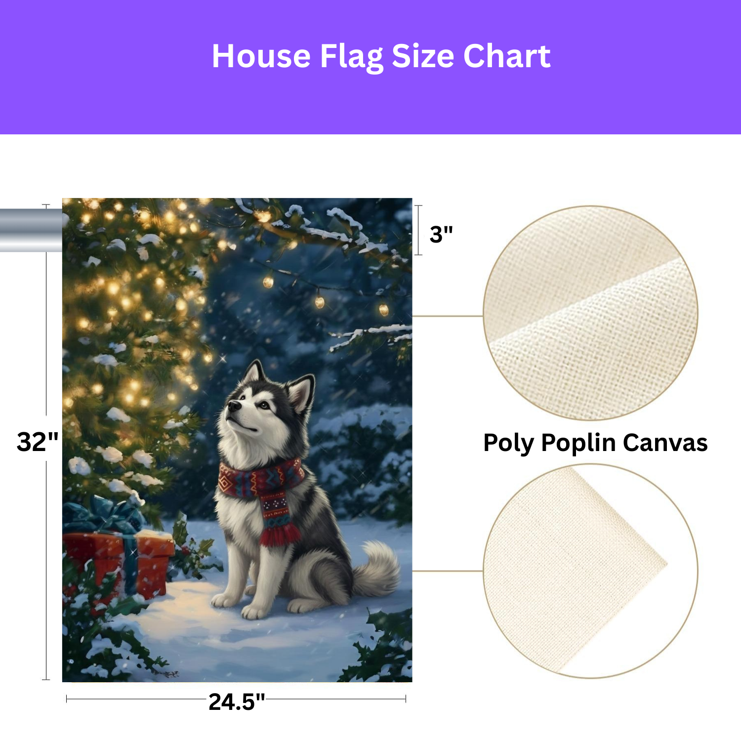 Standing by the Christmas Tree Alaskan Malamute Garden Flag - porch decor - Dragonfire Gardens