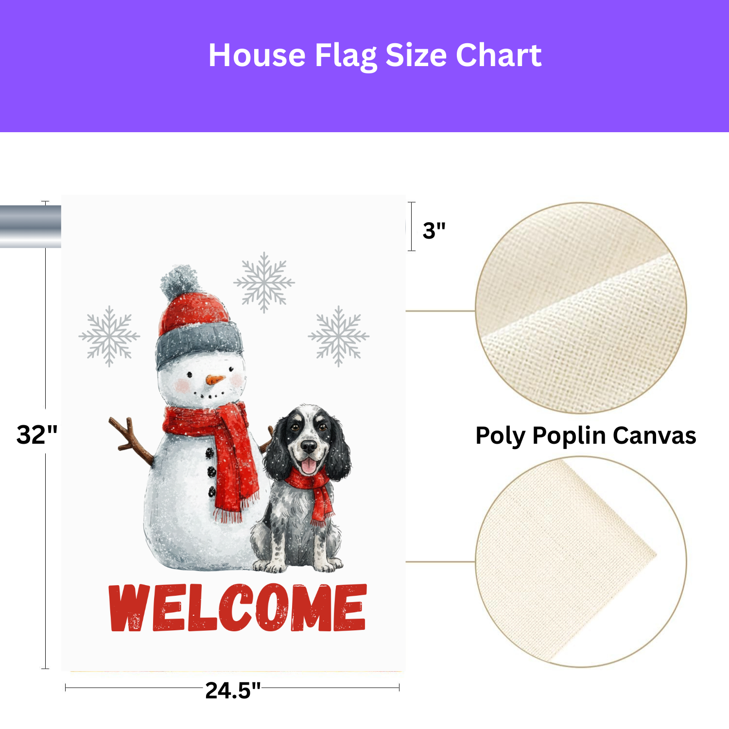 Blue Picardy Spaniel and Snowman Welcome Flag Garden Flag - porch decor - Dragonfire Gardens