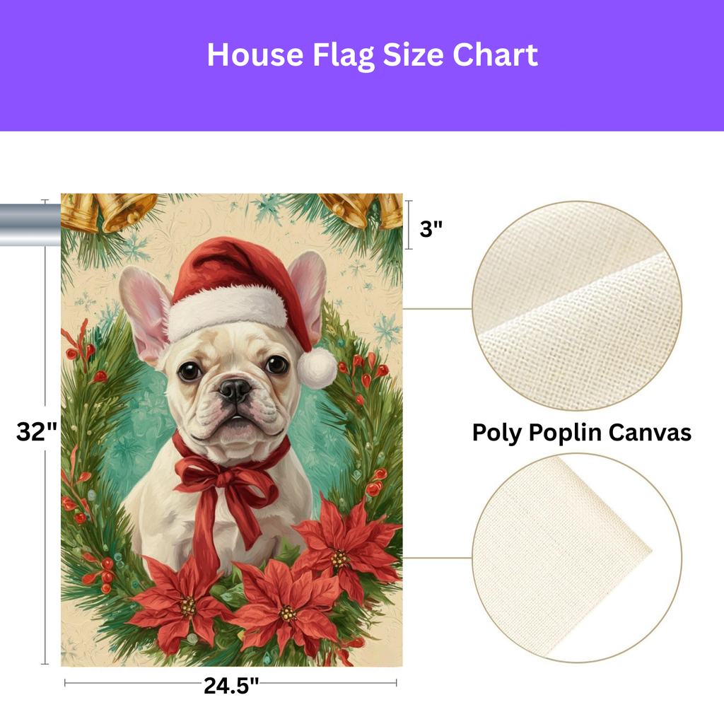 Santa Hat and Bow French Bulldog Christmas Garden Flag - yard display - Dragonfire Gardens