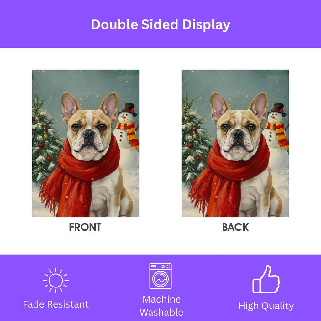 Red Scarf French Bulldog Christmas Garden Flag - yard display - Dragonfire Gardens