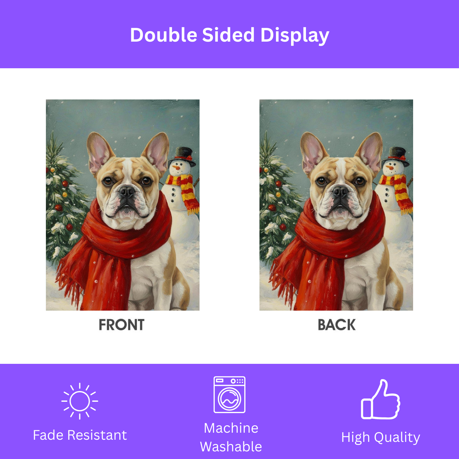 Red Scarf French Bulldog Christmas Garden Flag - yard display - Dragonfire Gardens