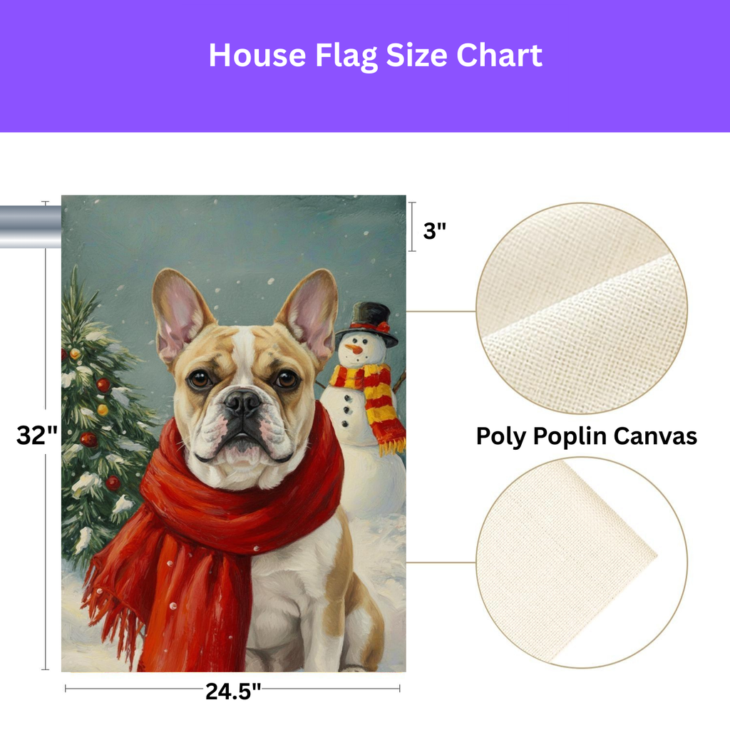 Red Scarf French Bulldog Christmas Garden Flag - porch decor - Dragonfire Gardens