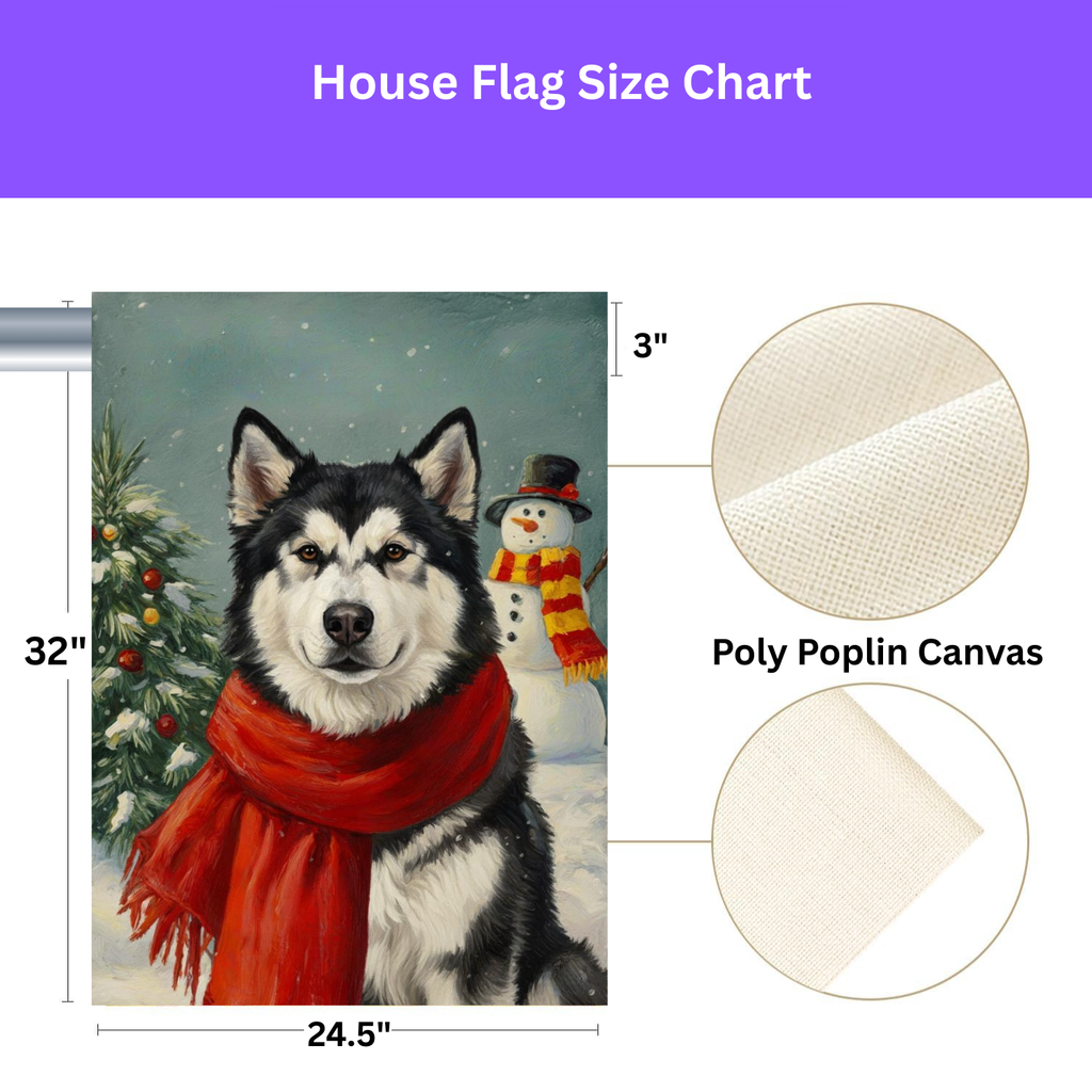 Red Scarf Alaskan Malamute Christmas Garden Flag - porch decor - Dragonfire Gardens