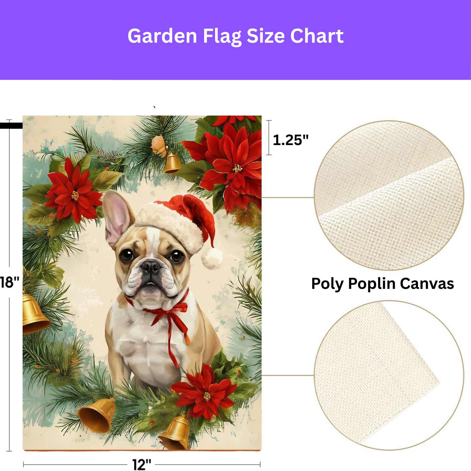 Poinsettia Wreath French Bulldog Garden Flag - porch decor - Dragonfire Gardens