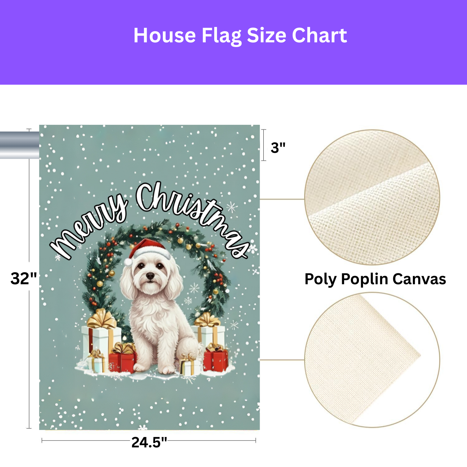 Merry Christmas Bolognese Garden Flag - porch decor - Dragonfire Gardens