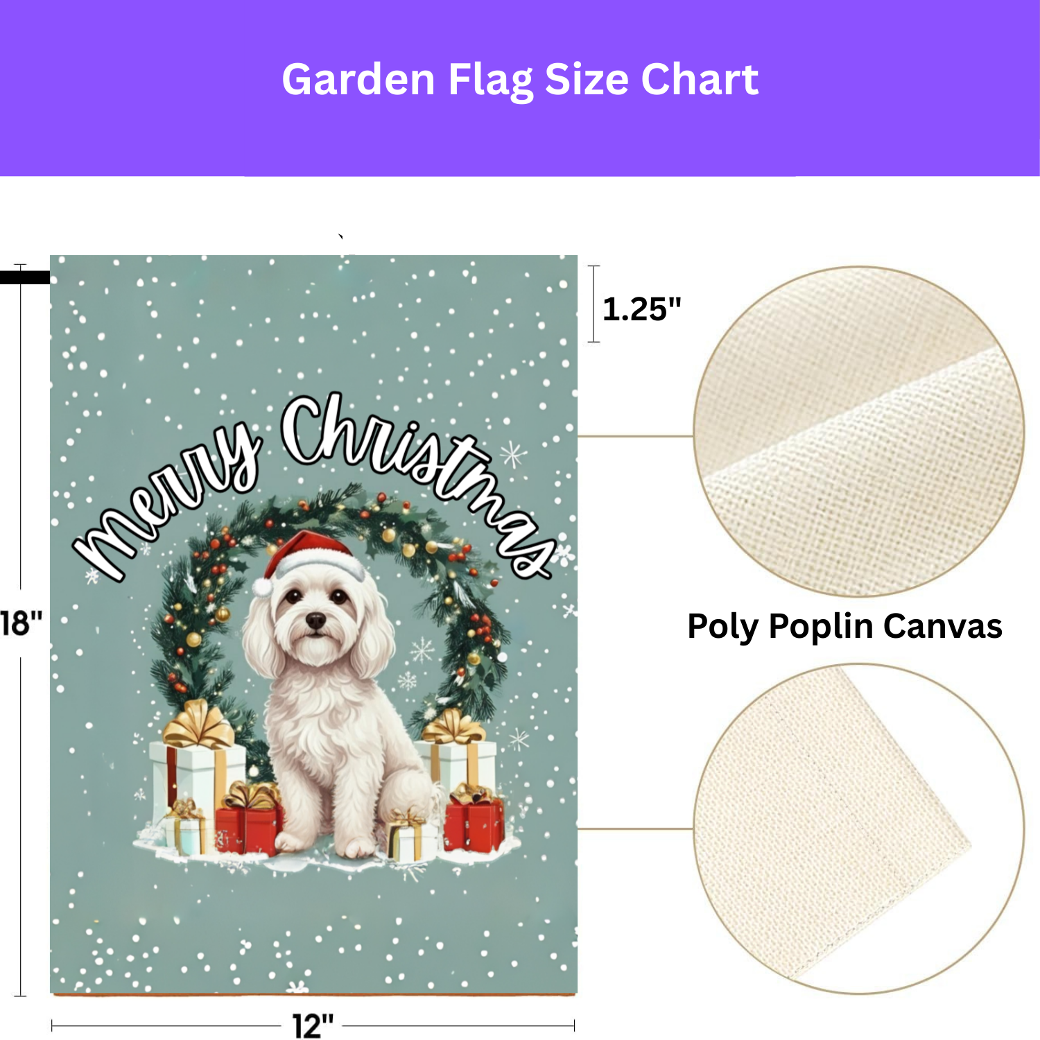 Merry Christmas Bolognese Garden Flag - yard display - Dragonfire Gardens