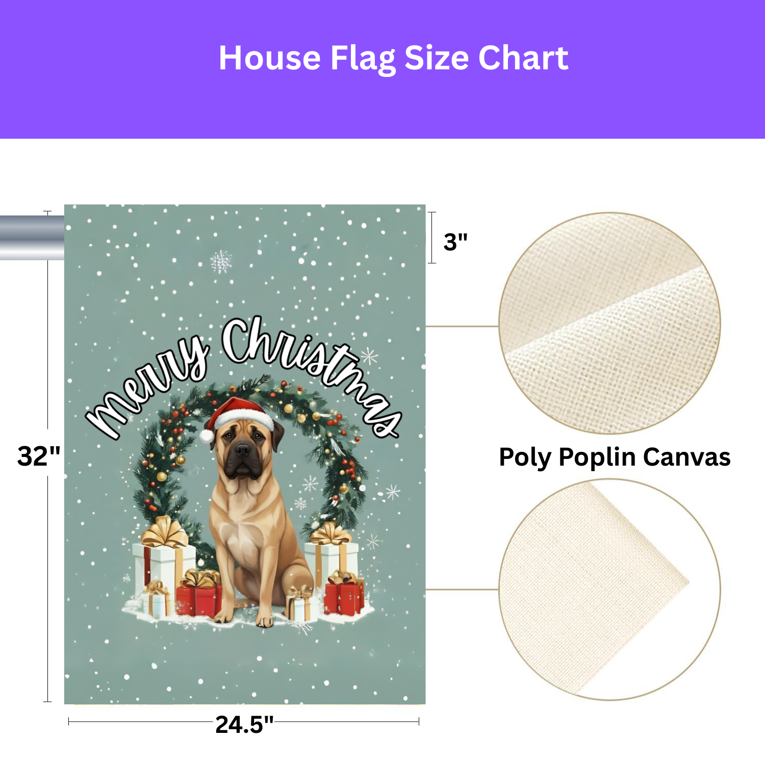 Merry Christmas Boerboel Garden Flag - porch decor - Dragonfire Gardens