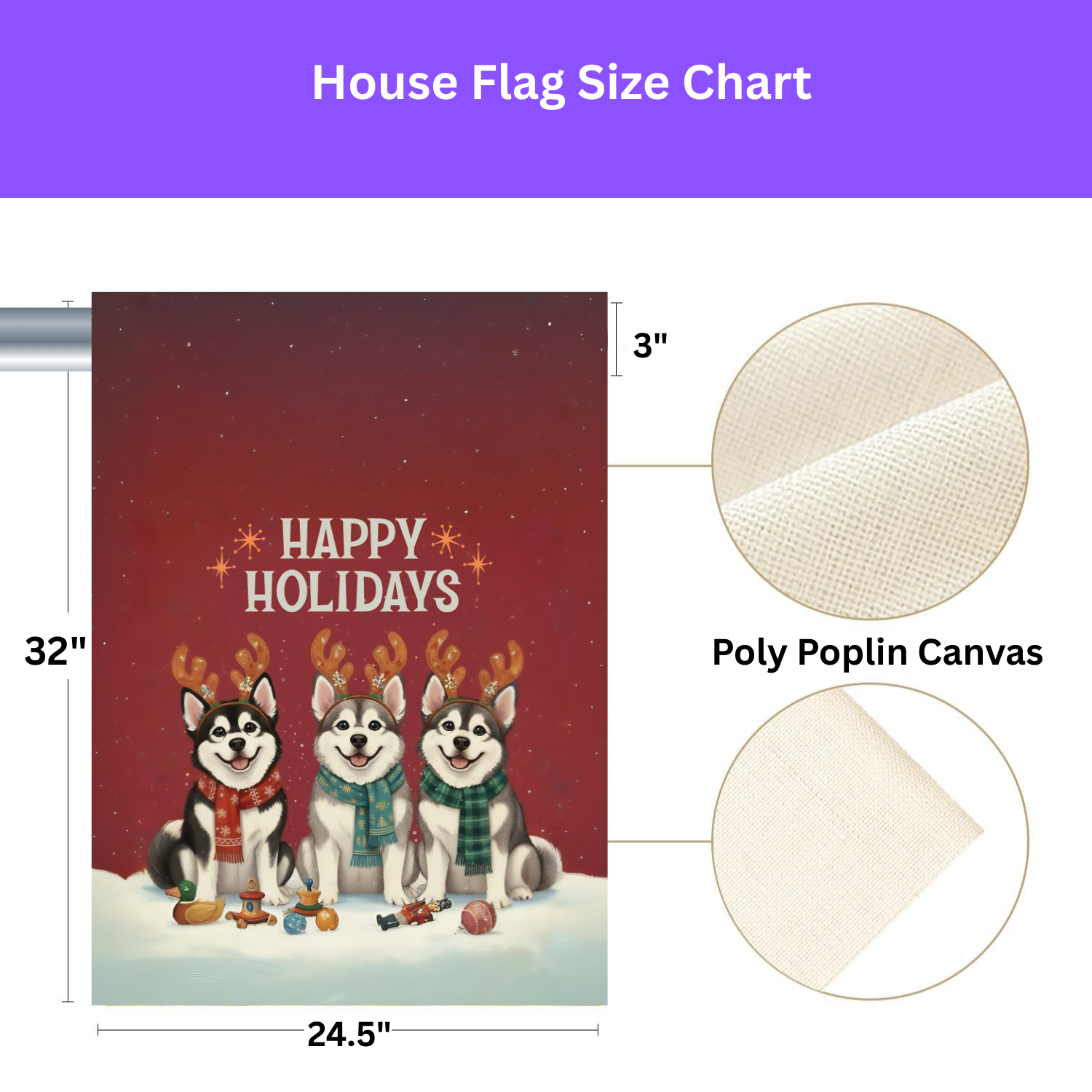 Happy Holidays Alaskan Malamutes Christmas Garden Flag - porch decor - Dragonfire Gardens