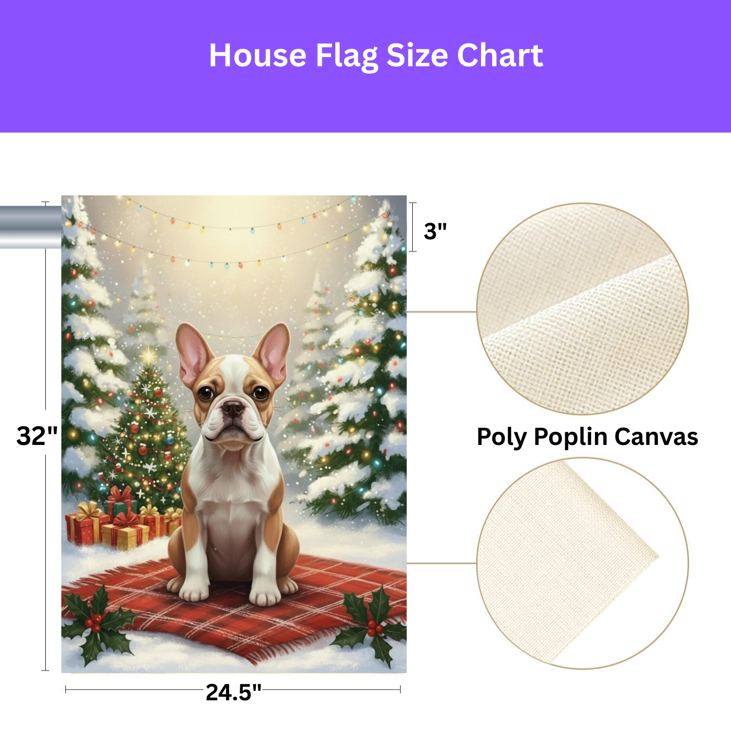 Christmas Tree and Presents French Bulldog Garden Flag - porch decor - Dragonfire Gardens