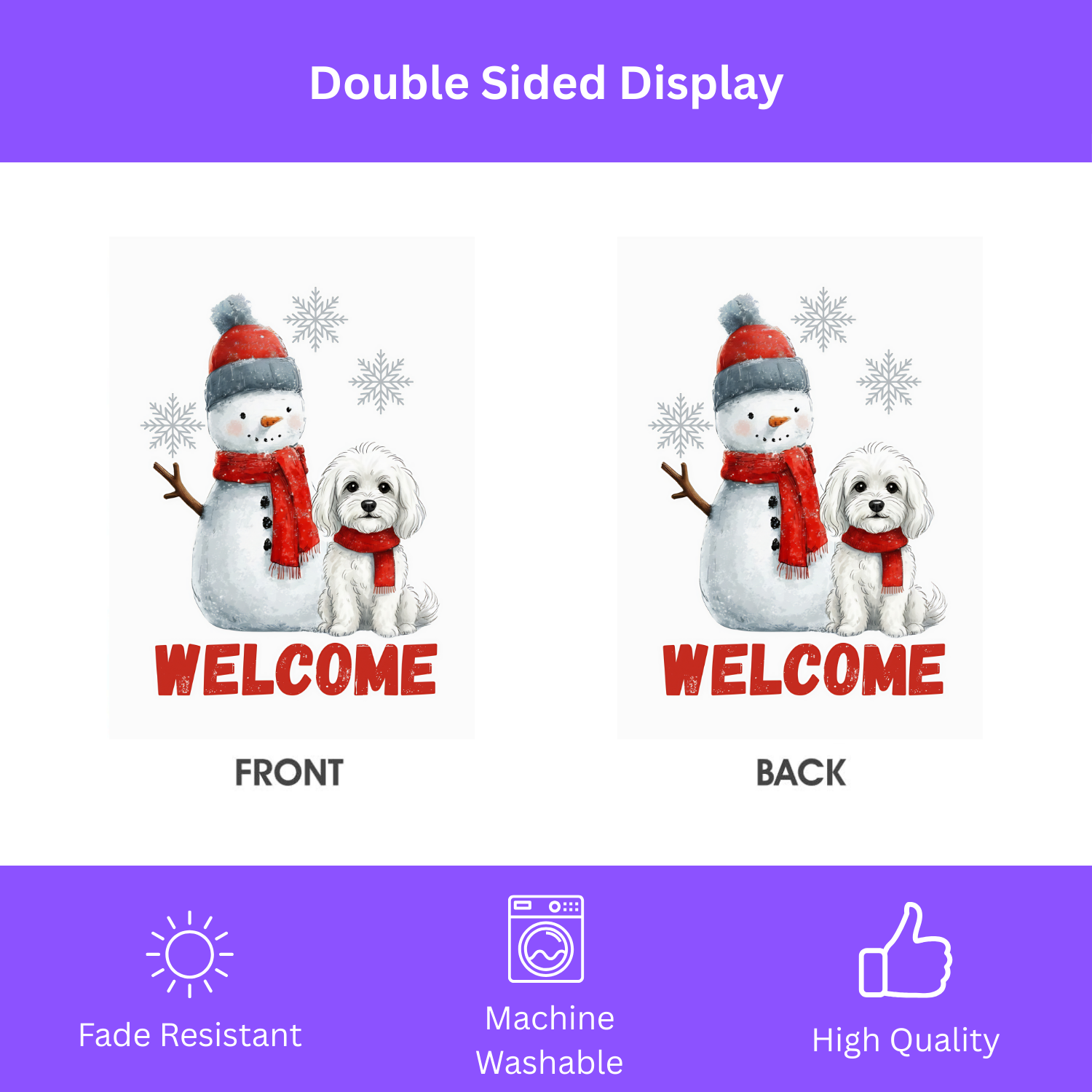 Bolognese and Snowman Welcome Garden Flag