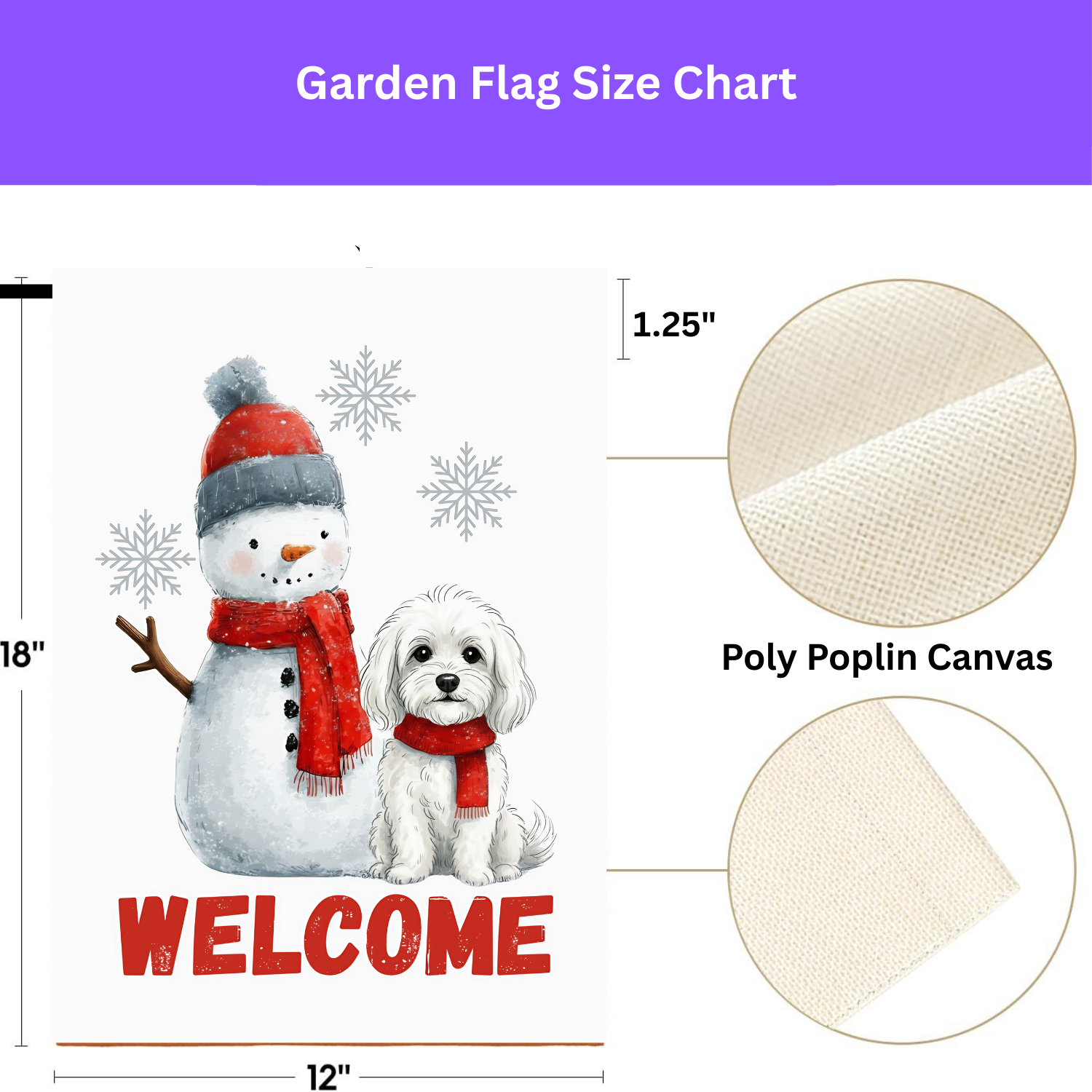 Bolognese and Snowman Welcome Garden Flag