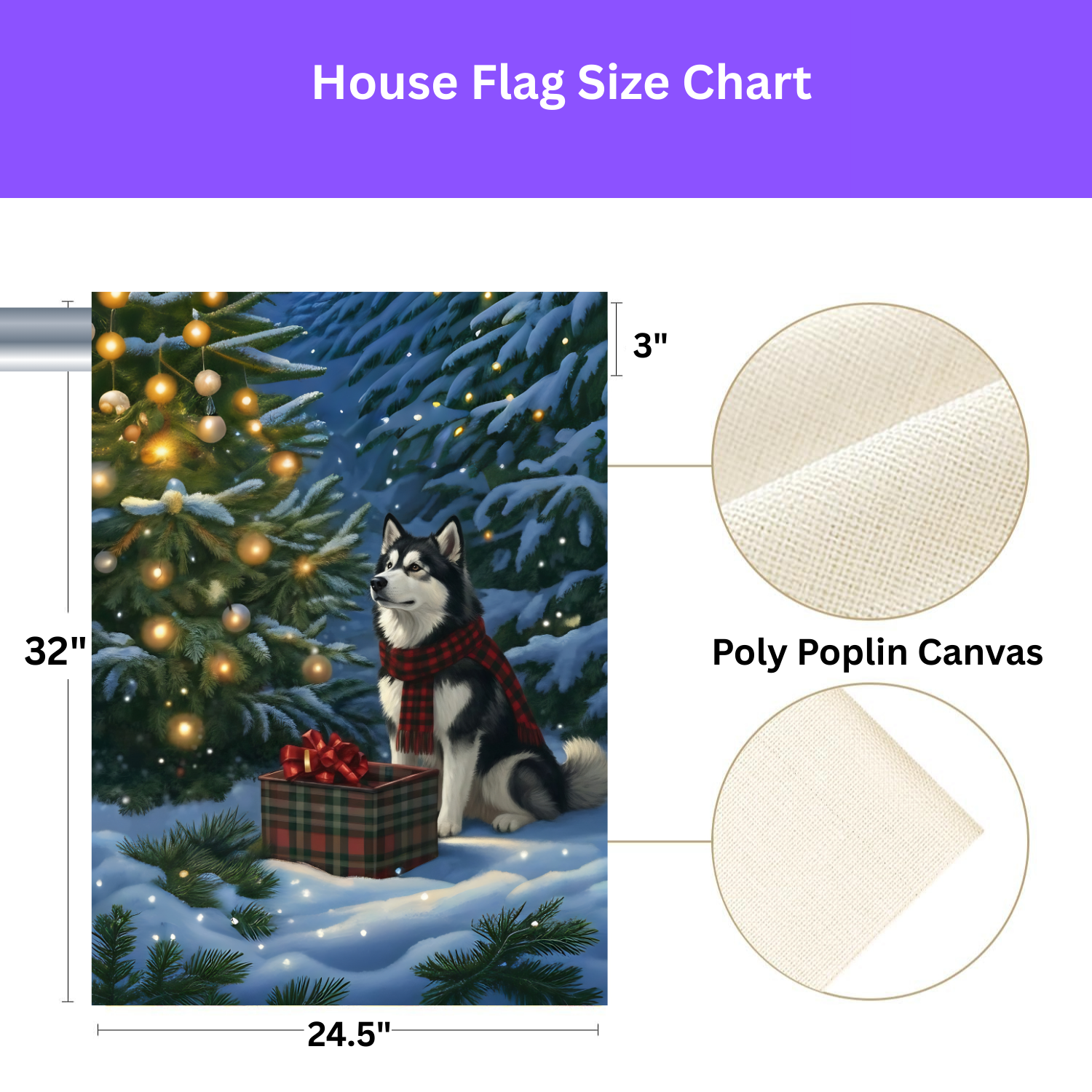 Alaskan Malamute Christmas Present Garden Flag - porch decor - Dragonfire Gardens