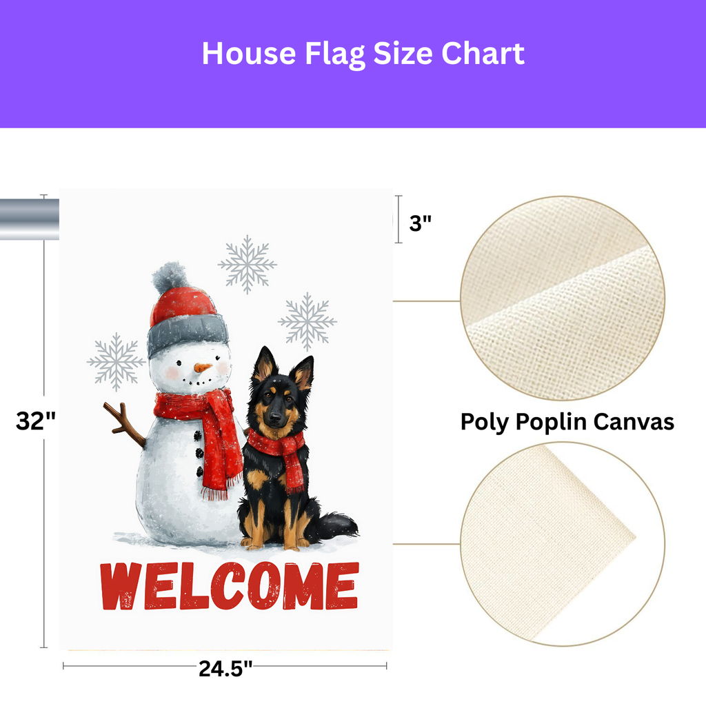 Bohemian Shepherd and Snowman Welcome Garden Flag - porch decor - Dragonfire Gardens