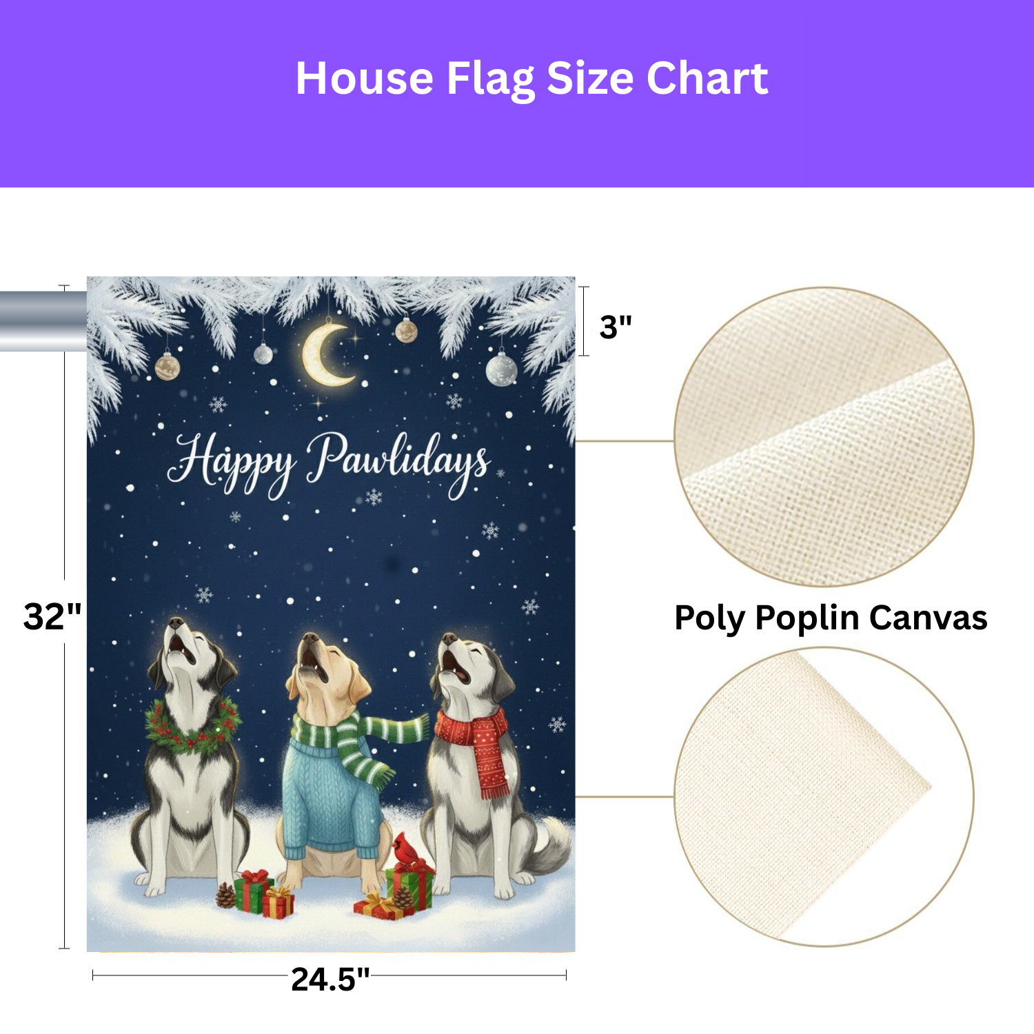 Happy Pawlidays Alaskan Malamutes and Labrador Retriever Garden Flag - porch decor - Dragonfire Gardens
