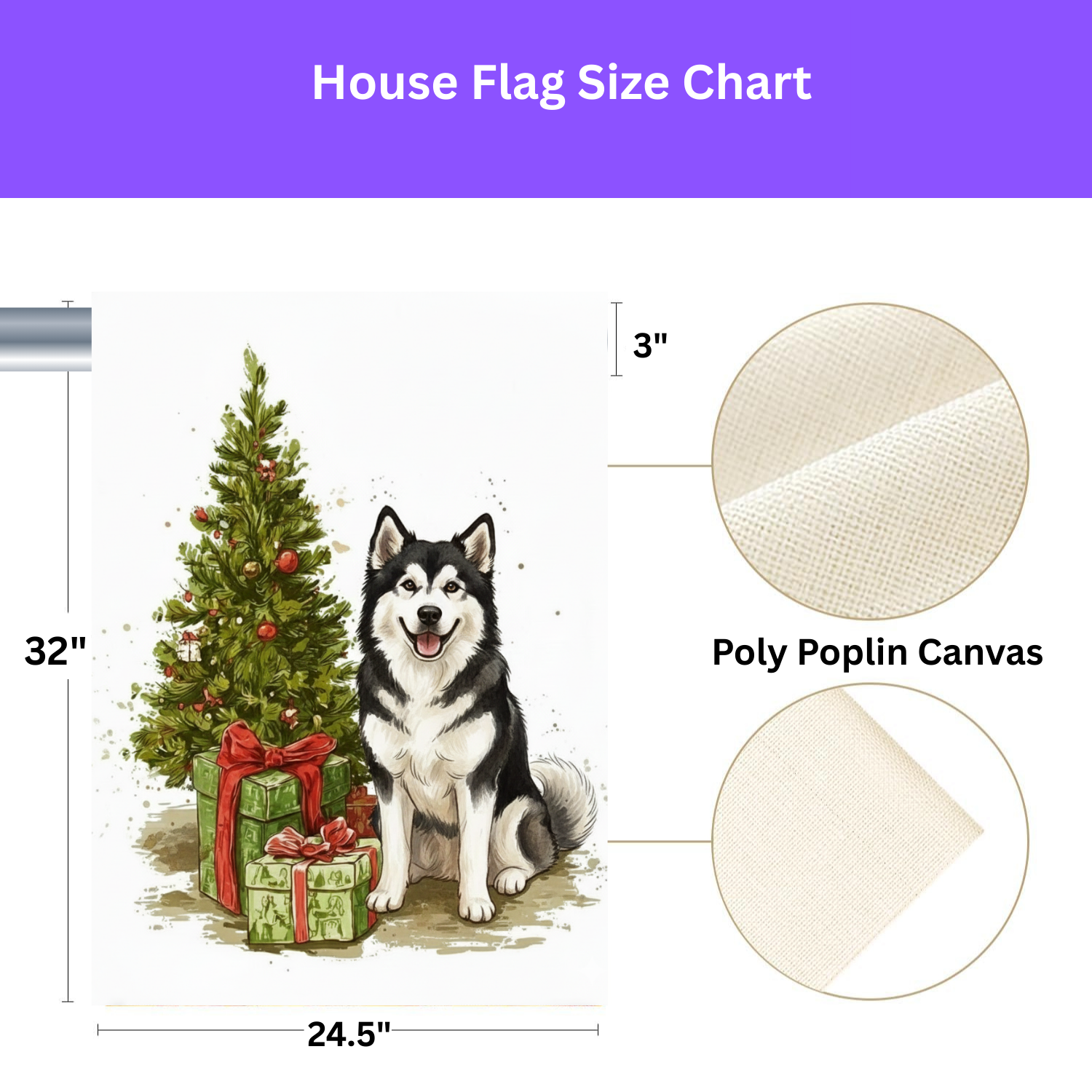 Alaskan Malamute and Presents Christmas Garden Flag - porch decor - Dragonfire Gardens