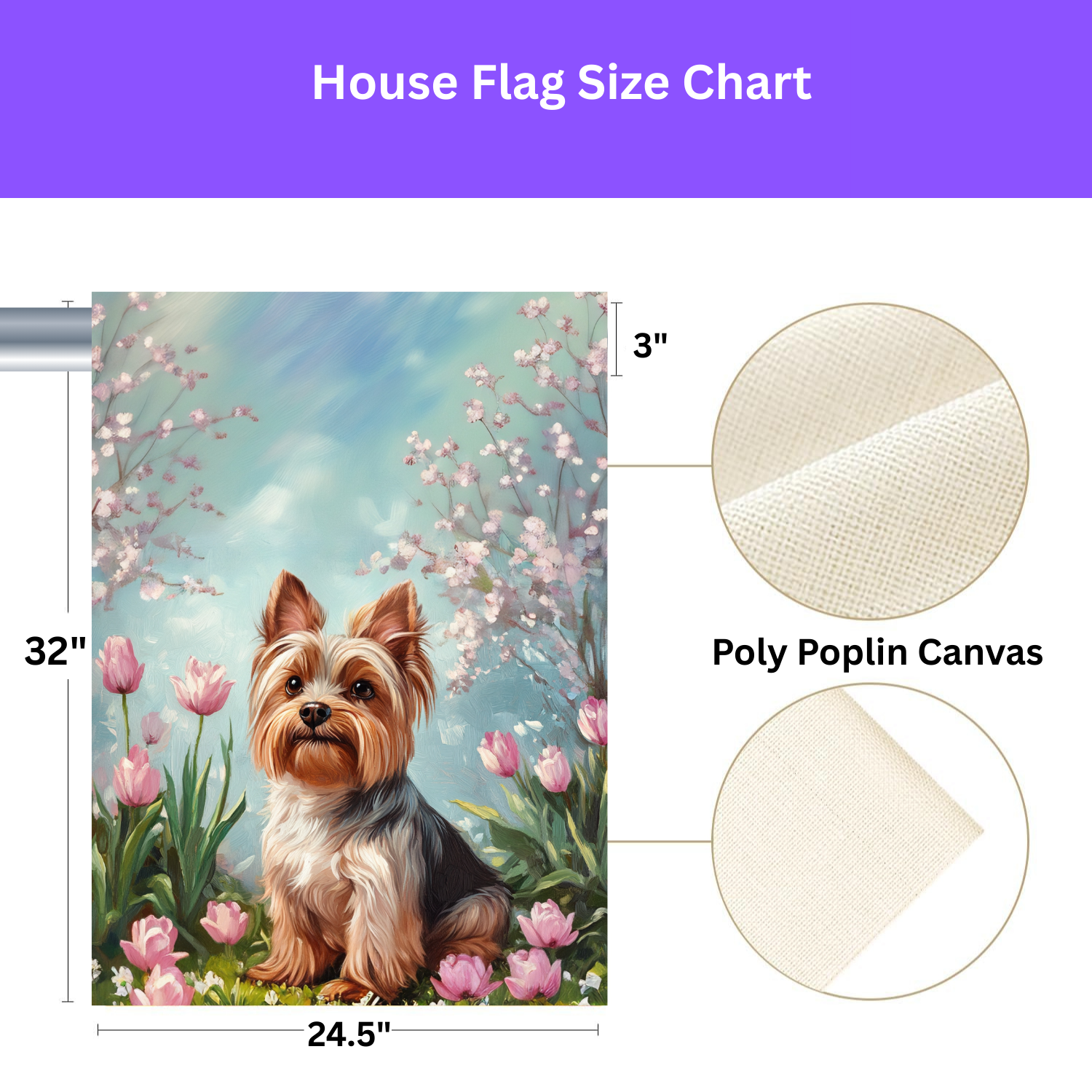 Yorkie and Tulips Spring Garden Flag