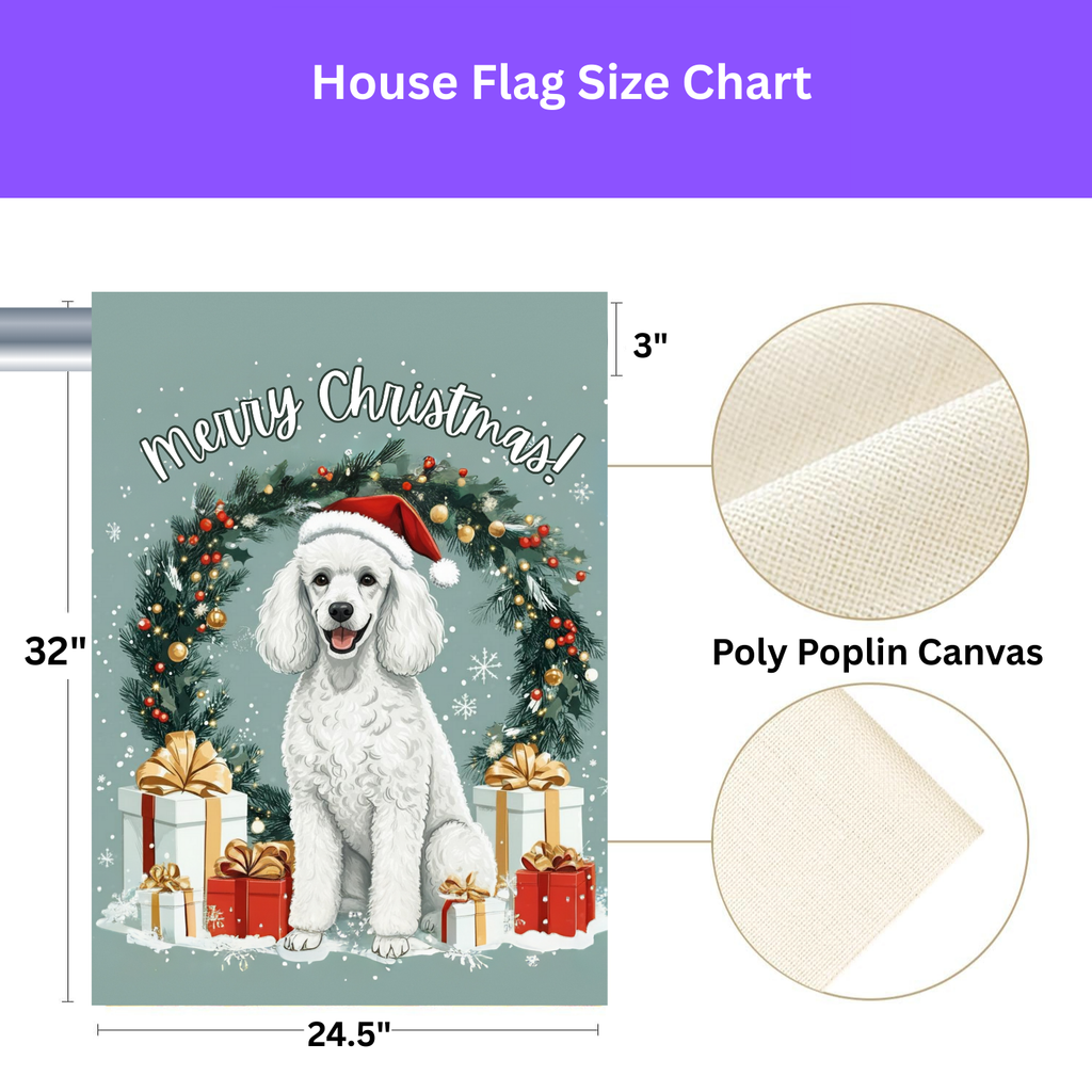 Merry Christmas Poodle Garden Flag, Garden Flag - size comparison - Dragonfire Gardens