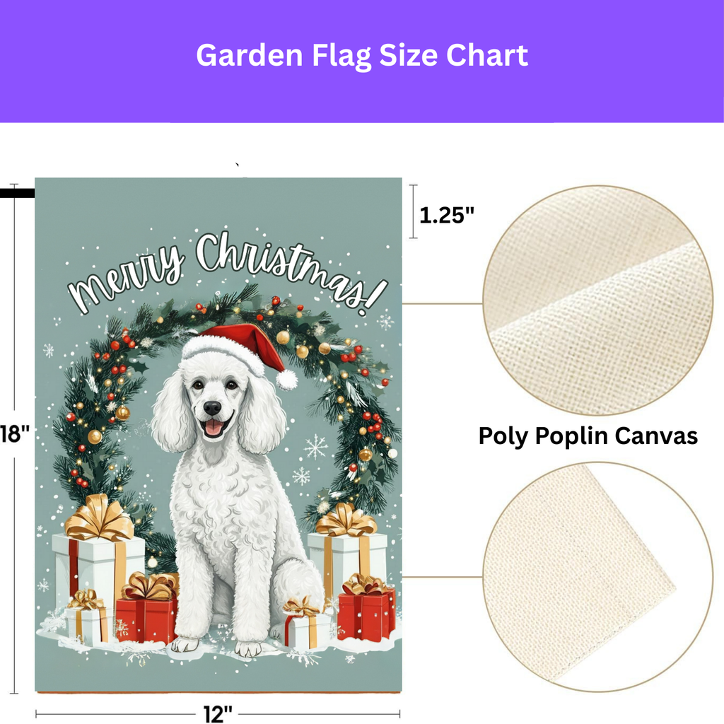 Merry Christmas Poodle Garden Flag, Garden Flag - double-sided design - Dragonfire Gardens
