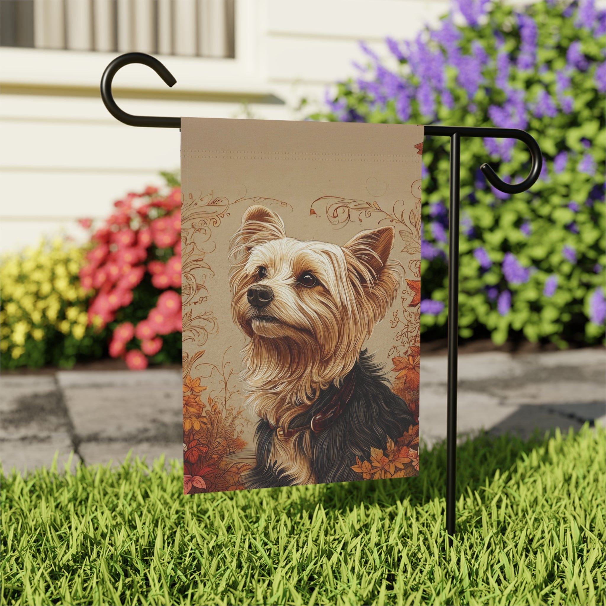 Fall Yorkshire Terrier Garden Flag