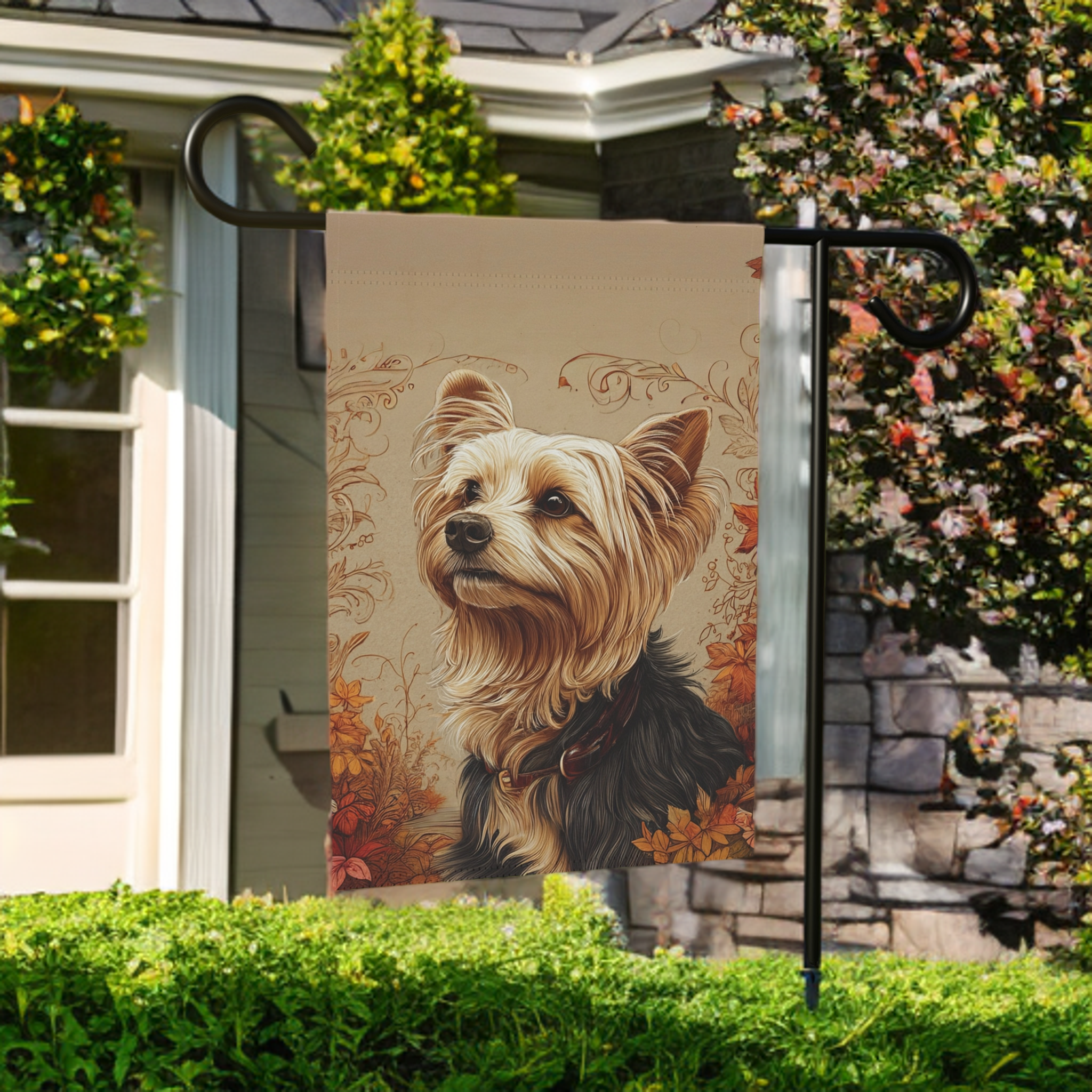 Fall Yorkshire Terrier Garden Flag