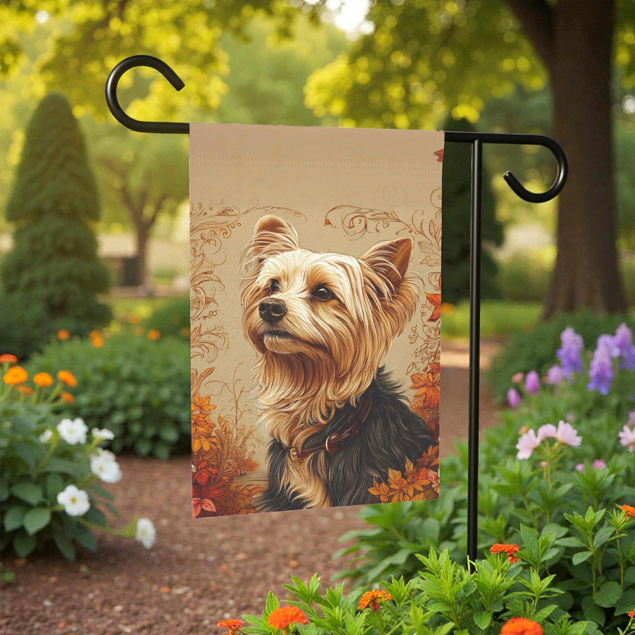 Fall Yorkshire Terrier Garden Flag