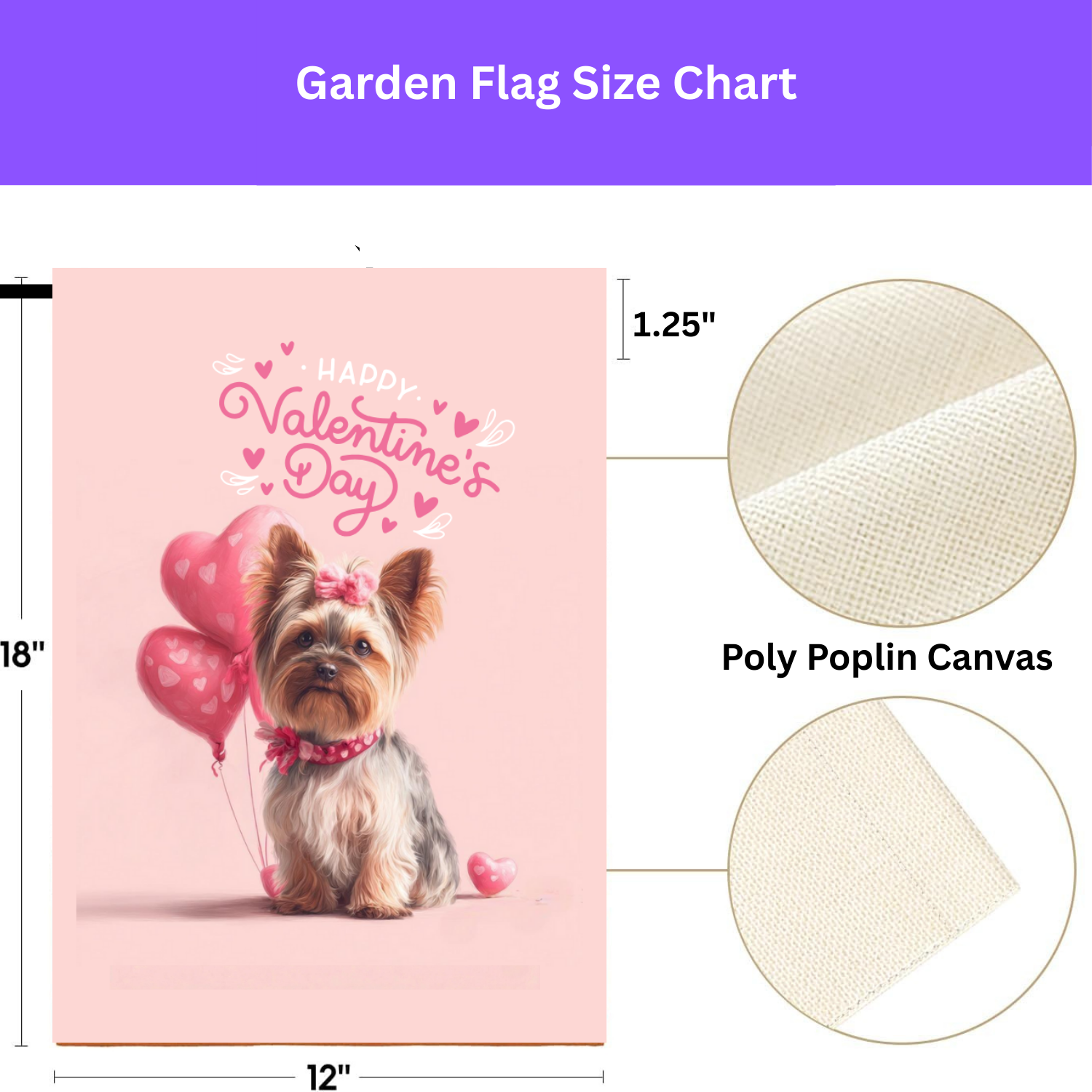 Yorkshire Terrier Happy Valentines Day Garden Flag